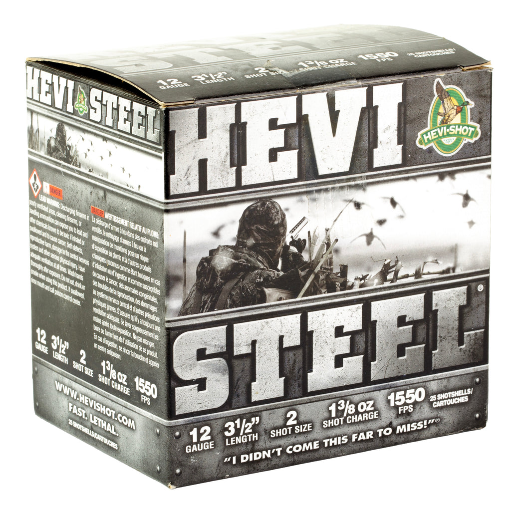 HEVI-Shot HEVI-Steel 12 Gauge 3.5-Inch #2 Shotshells - 1 3/8 oz, 25/Box
