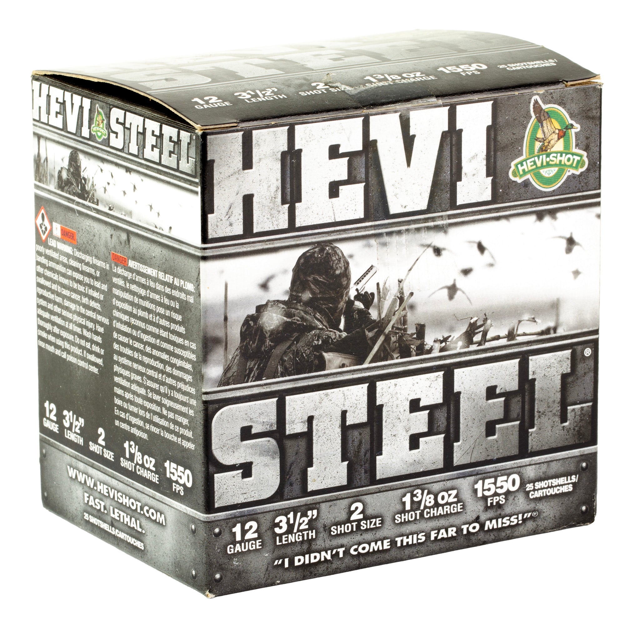 HEVI-Shot HEVI-Steel 12 Gauge 3.5-Inch #2 Shotshells - 1 3/8 oz, 25/Box
