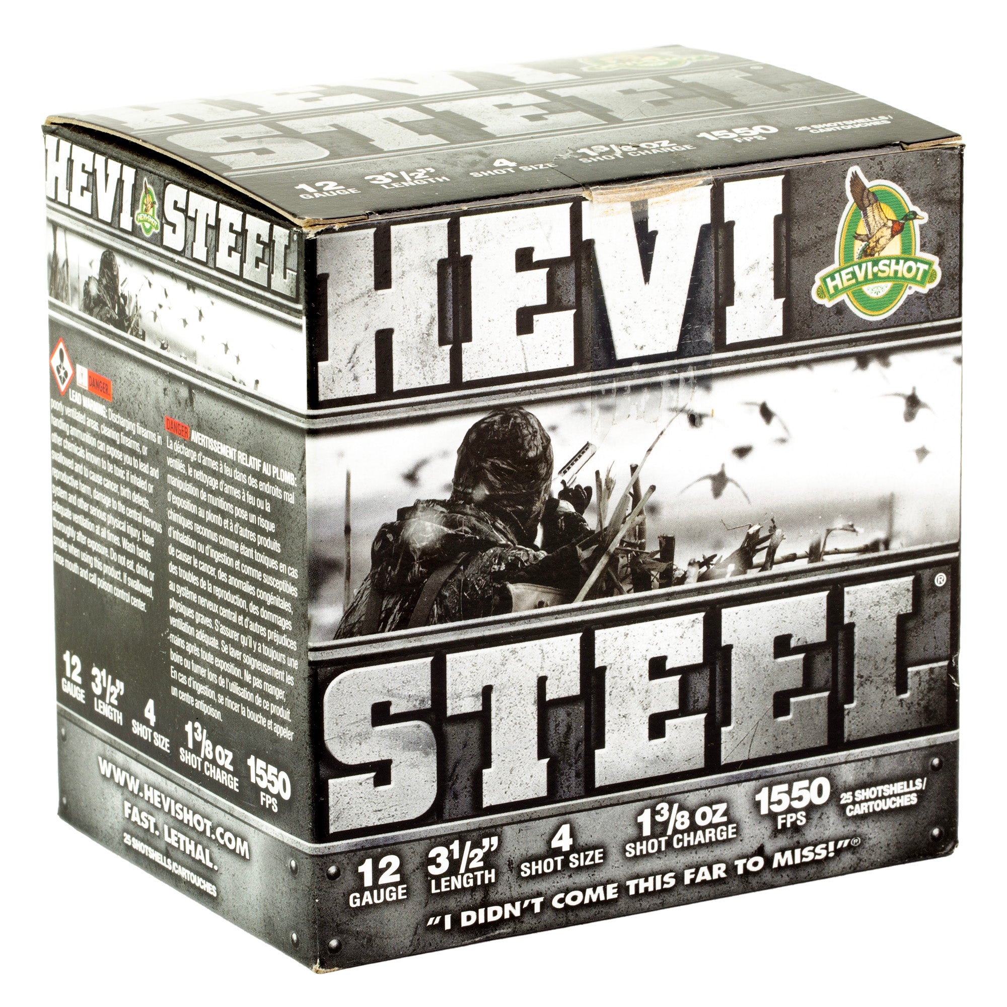HEVI-Shot HEVI-Steel 12 Gauge 3.5-inch #4 Shotshells – 1 3/8 oz, 25/Case