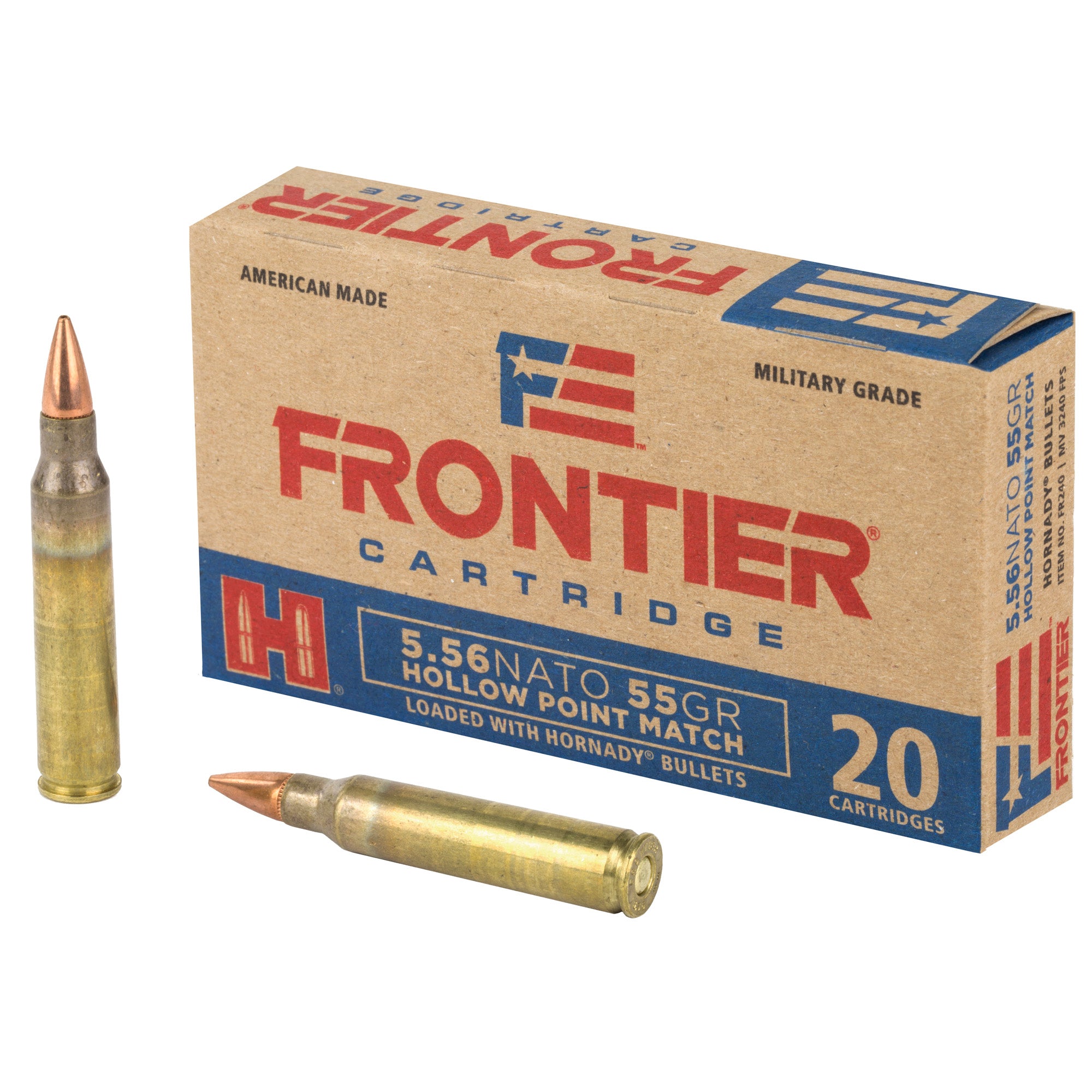 Frontier Cartridge Lake City 55 Grain Hollow Point 5.56 NATO Ammunition - 20 Rounds per Box, 500 per Case