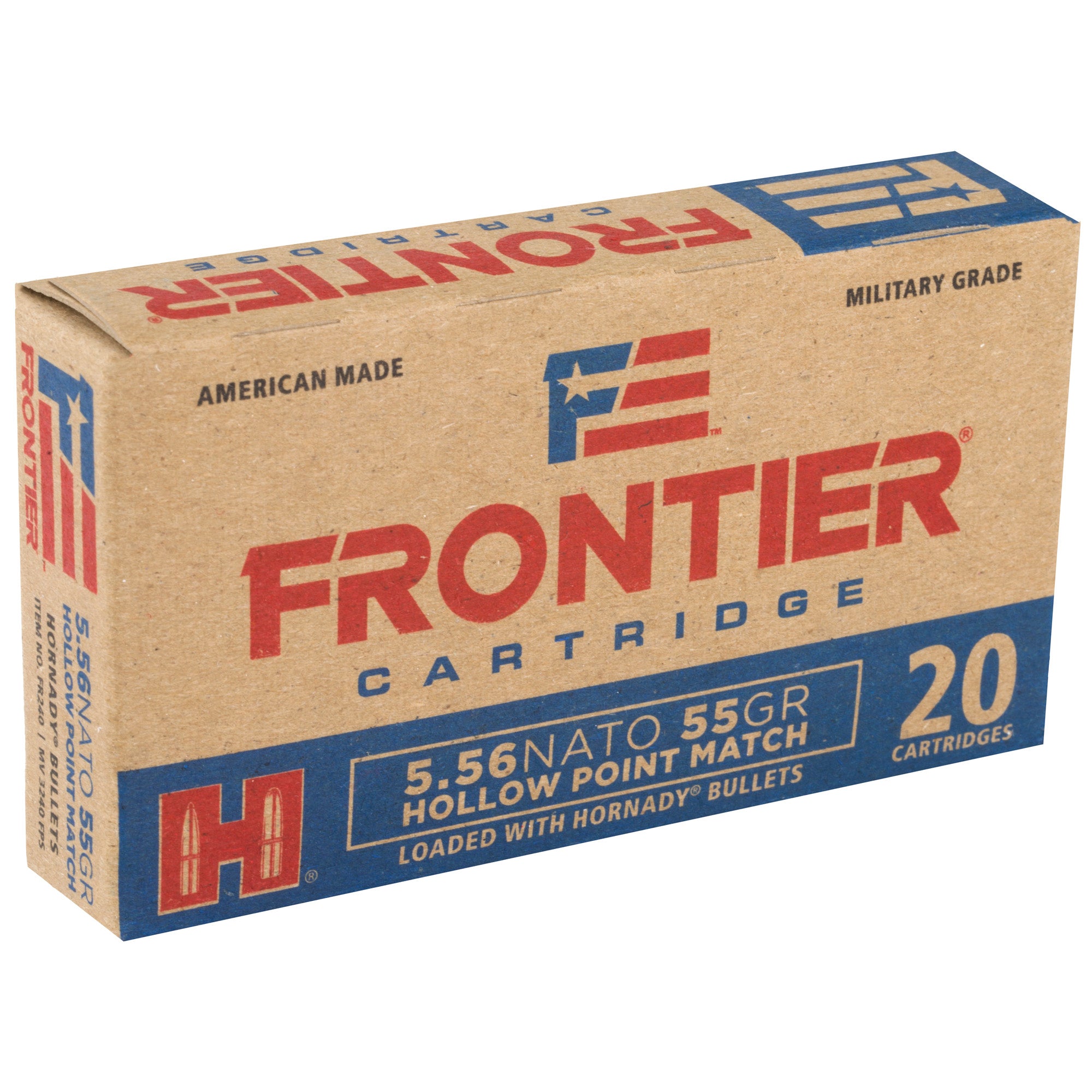 Frontier Cartridge Lake City 55 Grain Hollow Point 5.56 NATO Ammunition - 20 Rounds per Box, 500 per Case