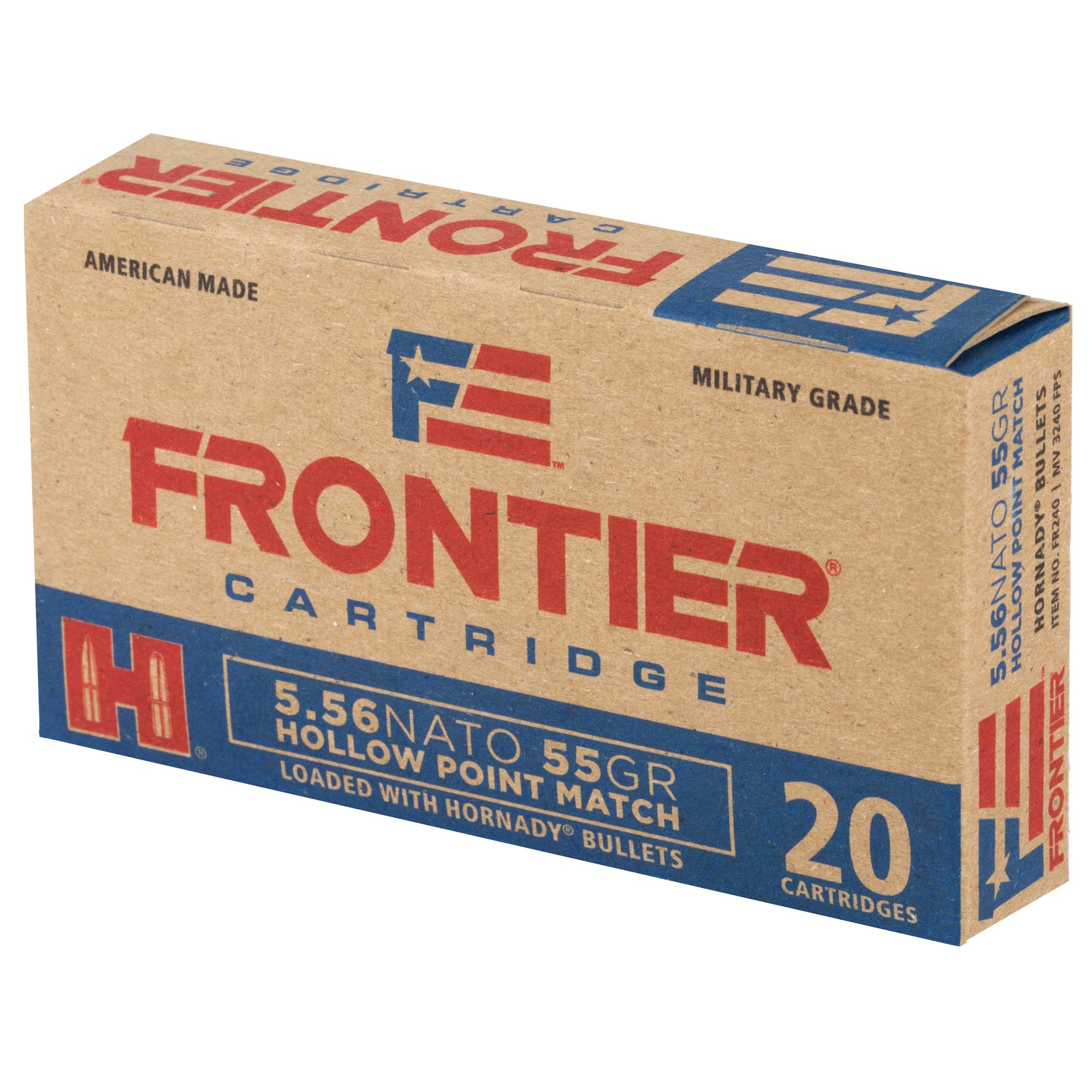 Frontier Cartridge Lake City 55 Grain Hollow Point 5.56 NATO Ammunition - 20 Rounds per Box, 500 per Case