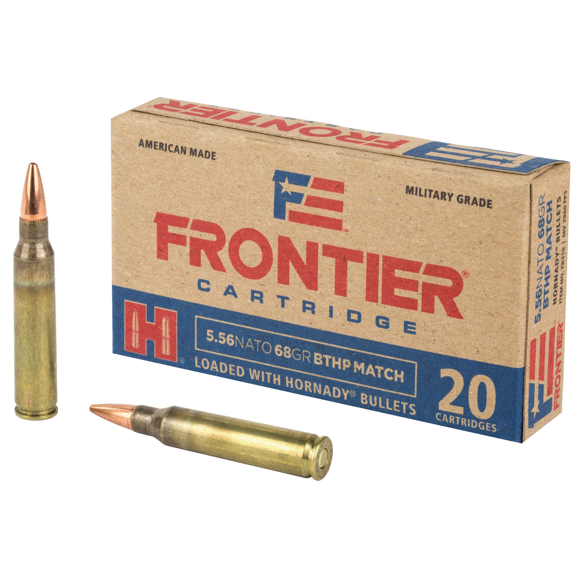 Frontier Cartridge Lake City 556 NATO 68 Grain Boat Tail Hollow Point Ammunition - 20 Rounds Per Box