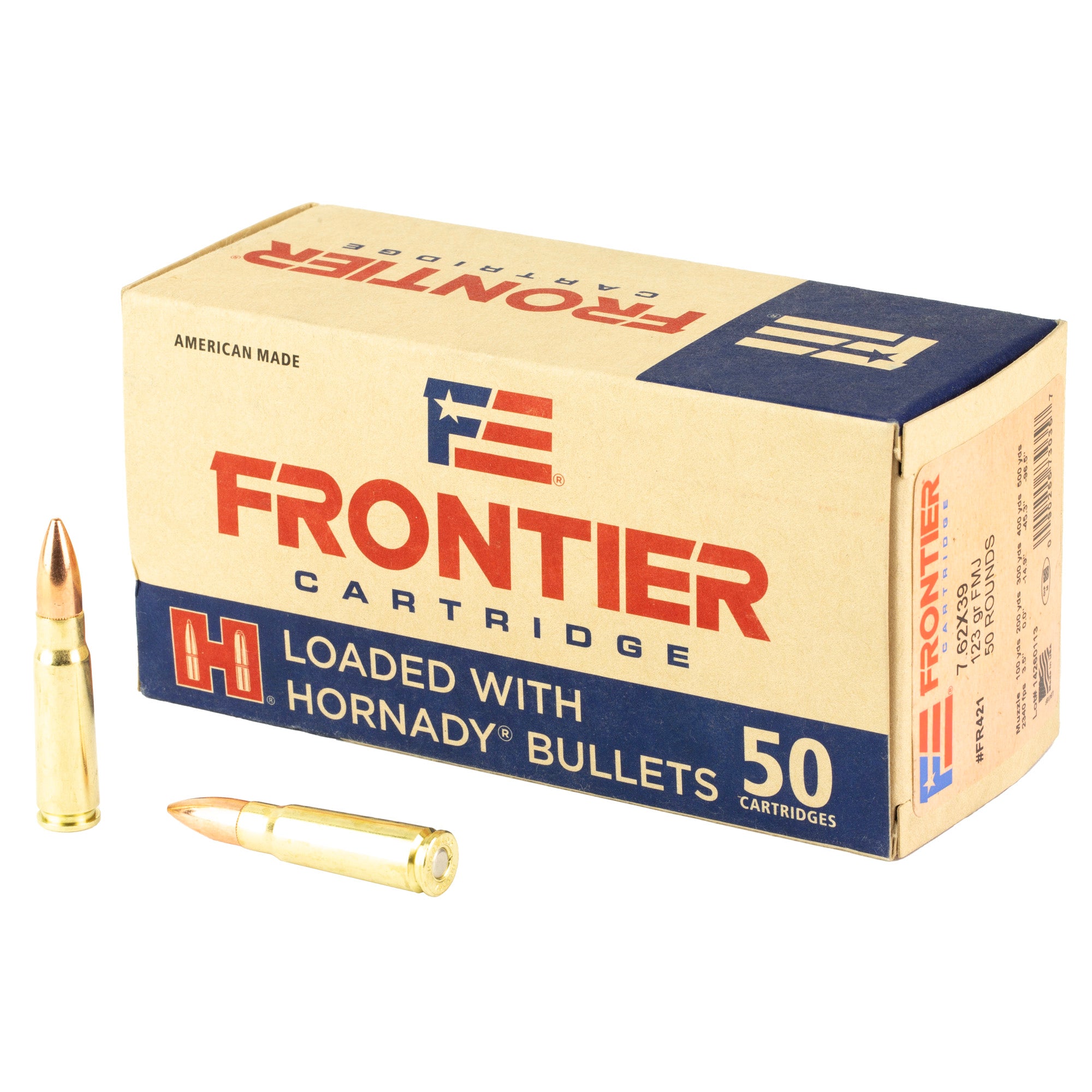 Frontier Cartridge 7.62x39 123 Grain FMJ Ammunition - Reliable Full Metal Jacket Rounds