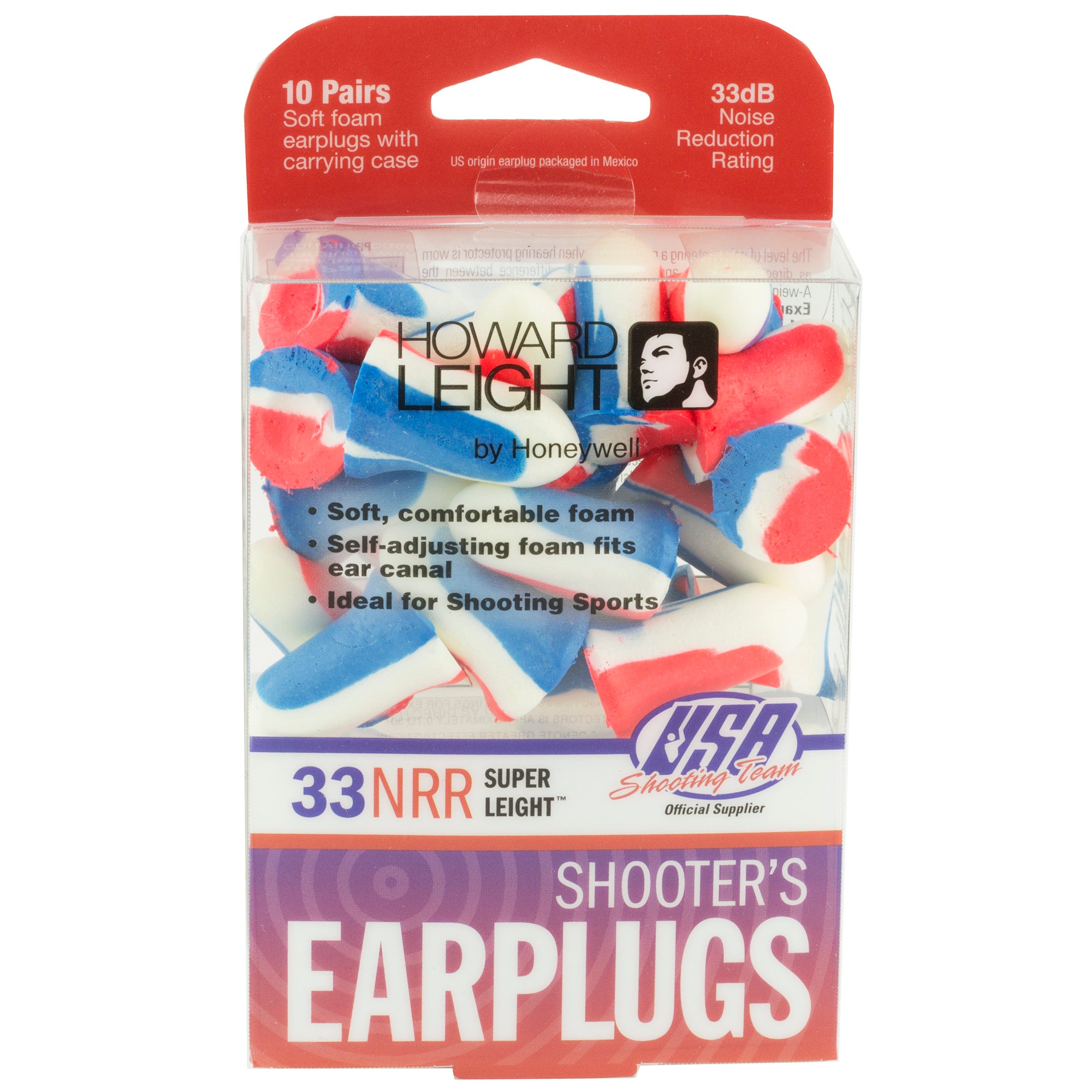 Howard Leight Super Leight Single-Use Foam Earplugs - Noise Reduction Rating 33, Comfortable Fit, 10 Pairs
