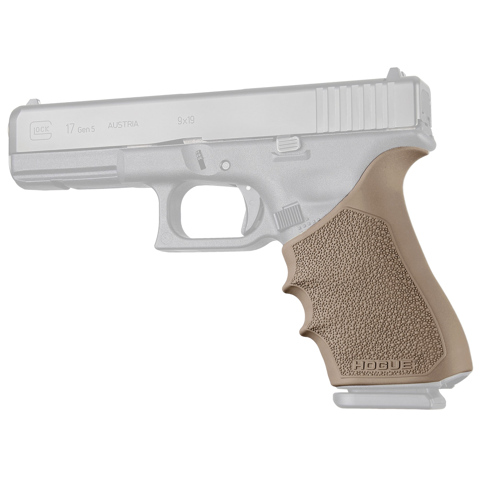 Hogue HandAll Beavertail Grip Sleeve for Glock 17, 19, 20, 21, and More in Flat Dark Earth