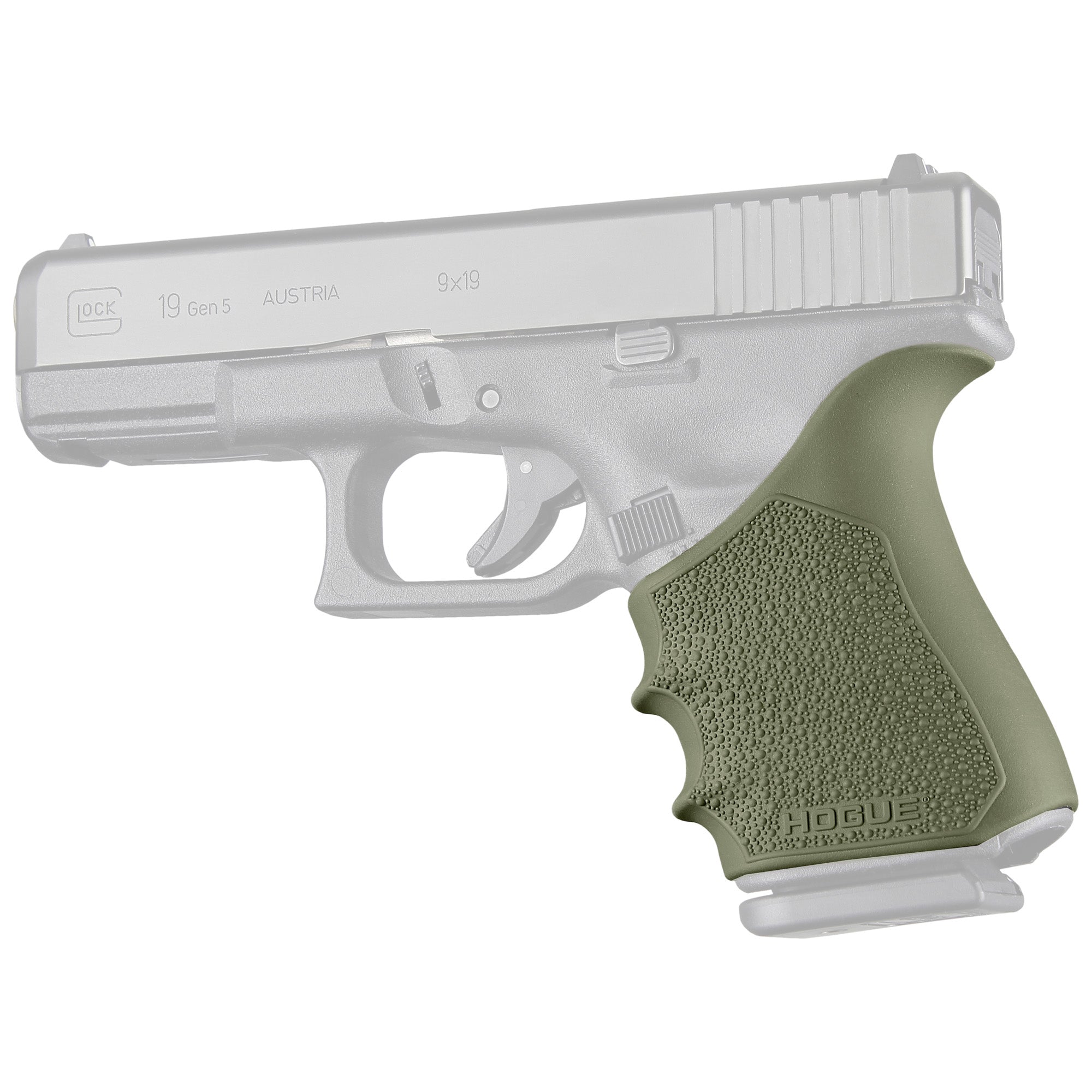 Hogue HandAll Beavertail Grip Sleeve for Glock 19/23 Gen 1-5 – Olive Drab Green