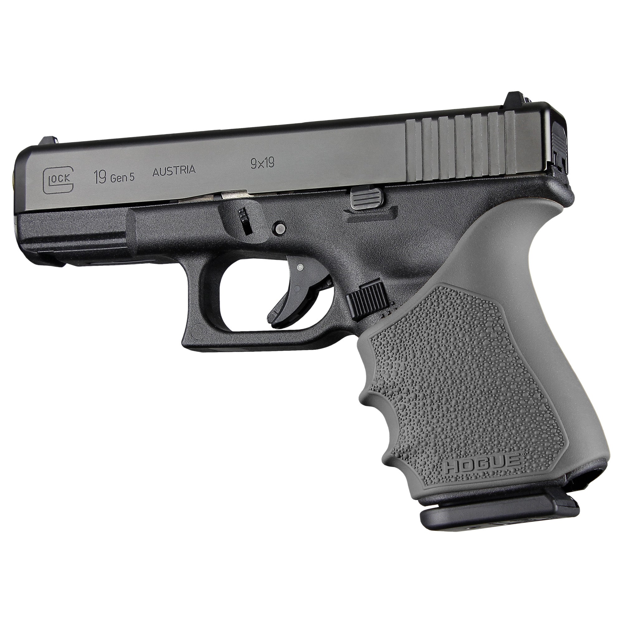 Hogue HandAll Beavertail Grip Sleeve for Glock Mid Size Gen 1, 2, and 5 in Gray