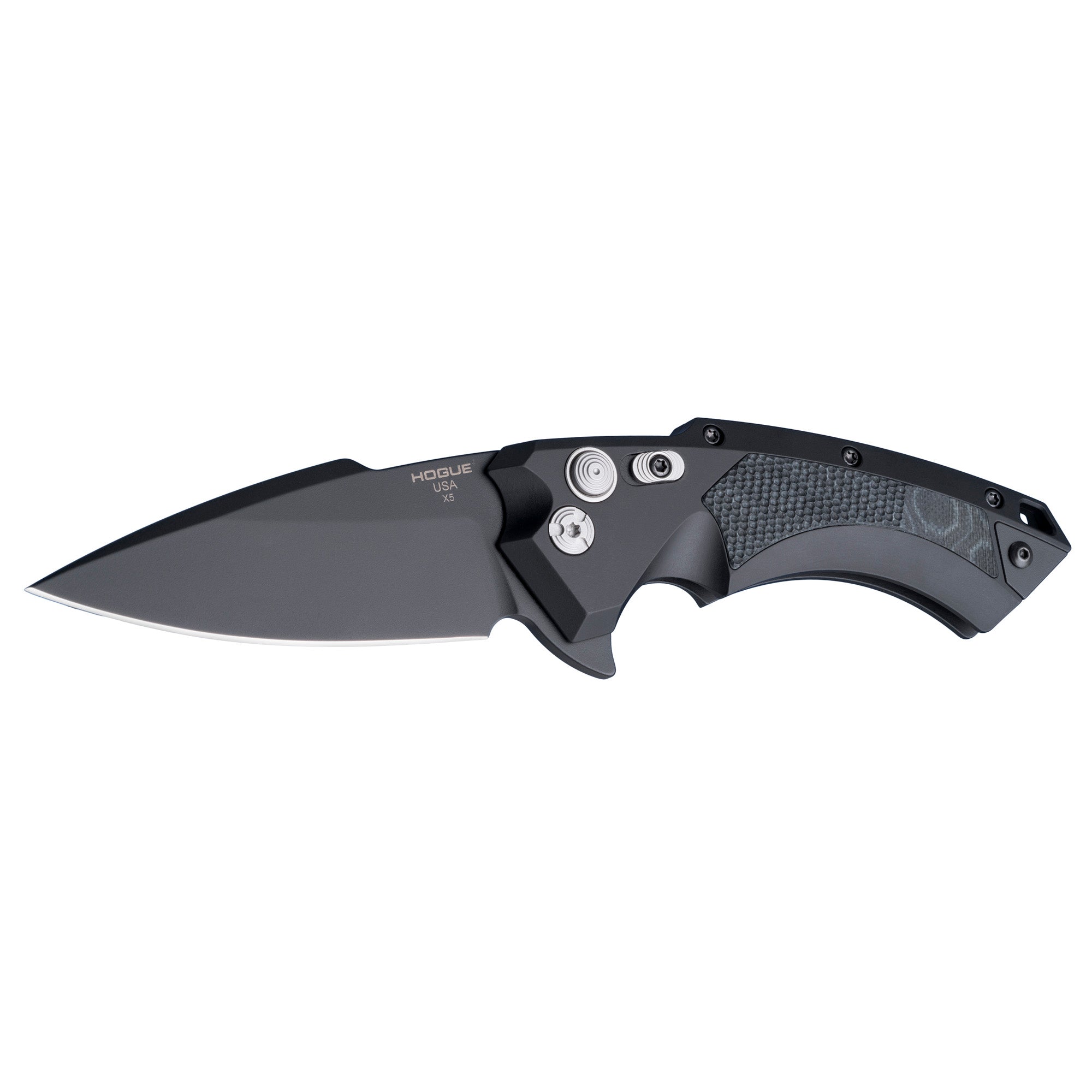 Hogue X5 3.5-inch Spear Point Folding Knife with CPM 154 Steel and Black G-Mascus G10 Inserts
