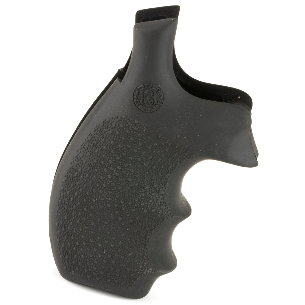 Hogue Rubber Grip for S&W K & L Frame Round Butt Revolvers - Bantam Style with Finger Grooves, Black