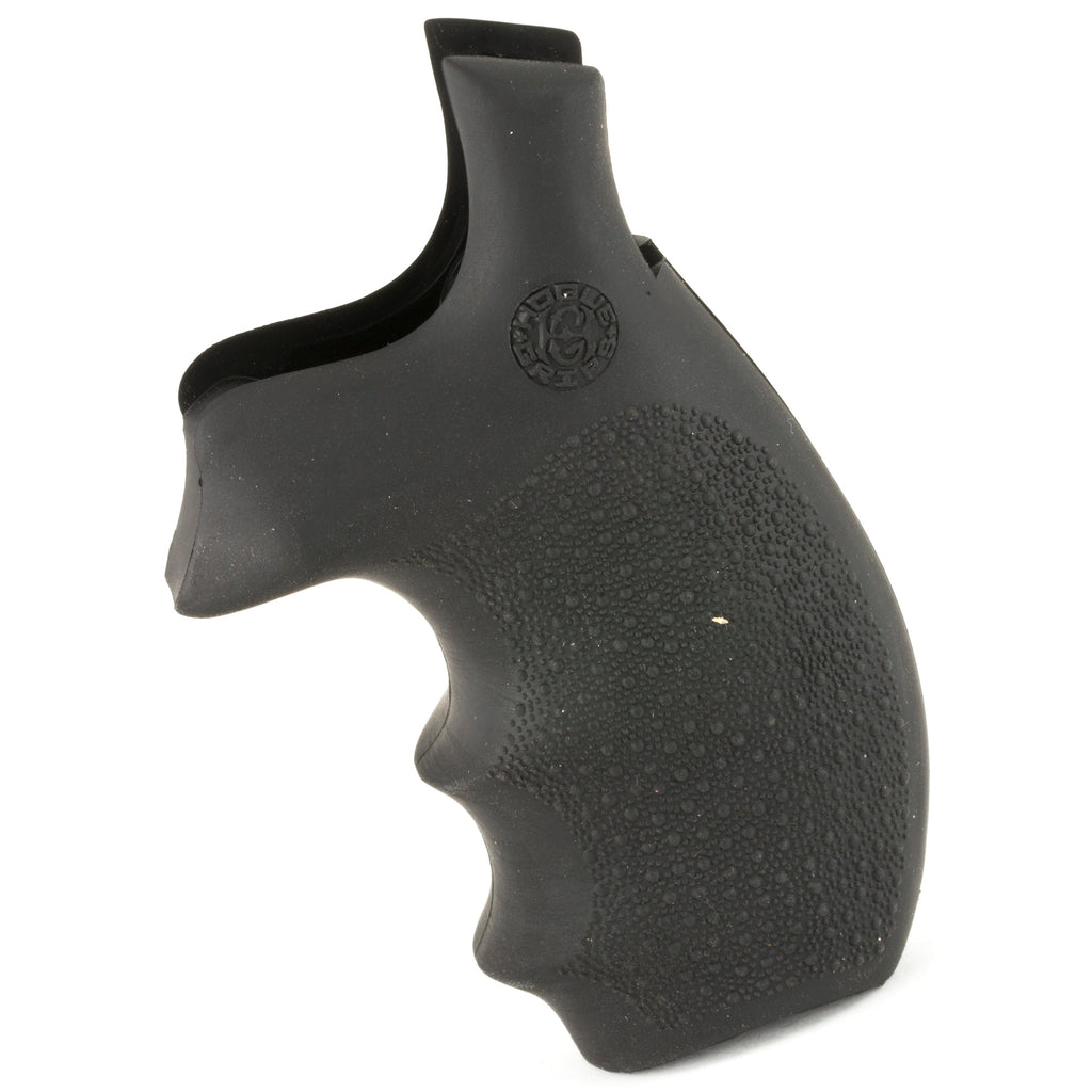Hogue Rubber Grip for S&W K & L Frame Round Butt Revolvers - Bantam Style with Finger Grooves, Black