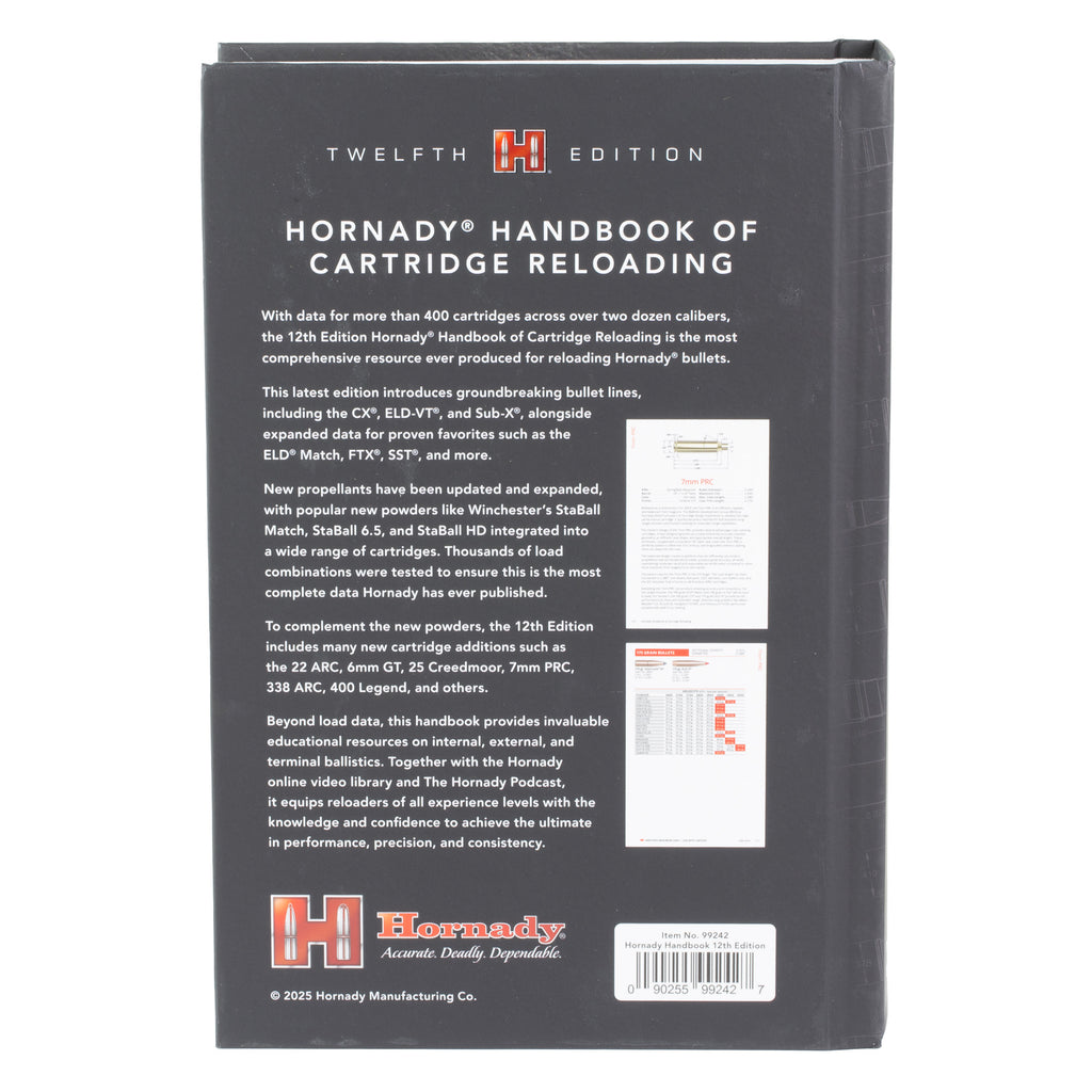 Hornady 12th Edition Cartridge Reloading Handbook - Comprehensive Guide for Reloaders