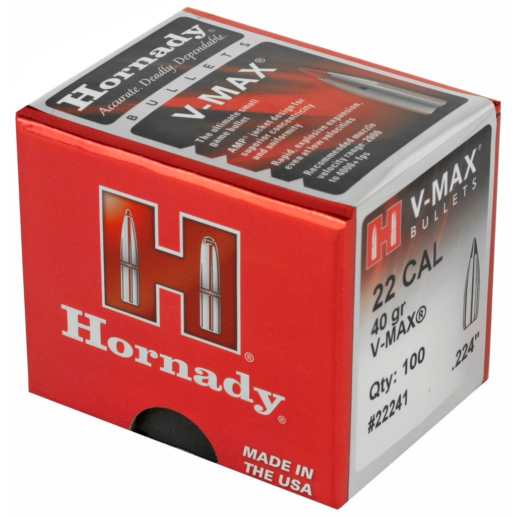 Hornady V-Max .22 Caliber 40 Grain Polymer Tip Ammunition, 100 Rounds