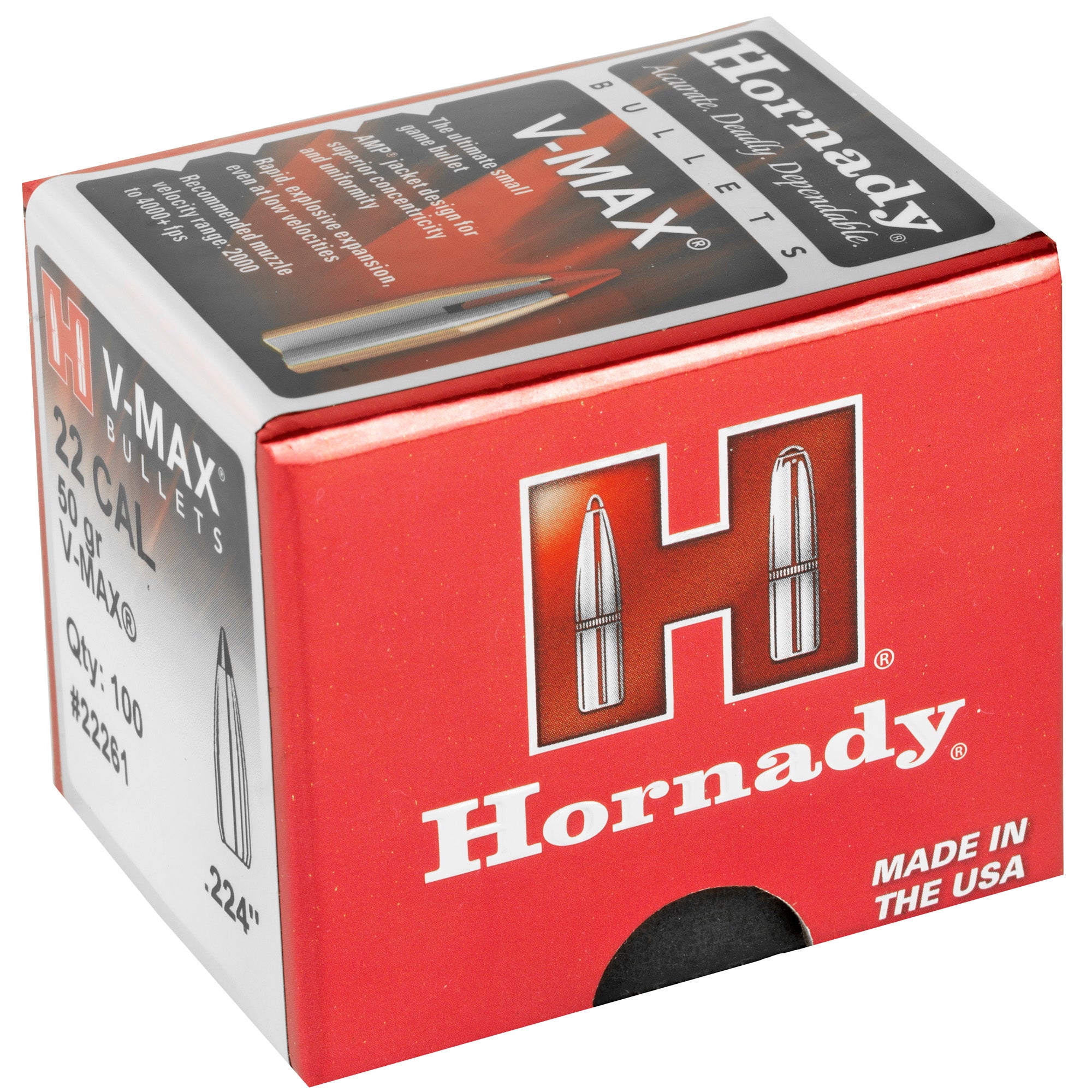 Hornady V-Max .22 Caliber 50 Grain V-Max Bullets - Model HRNDY 22261
