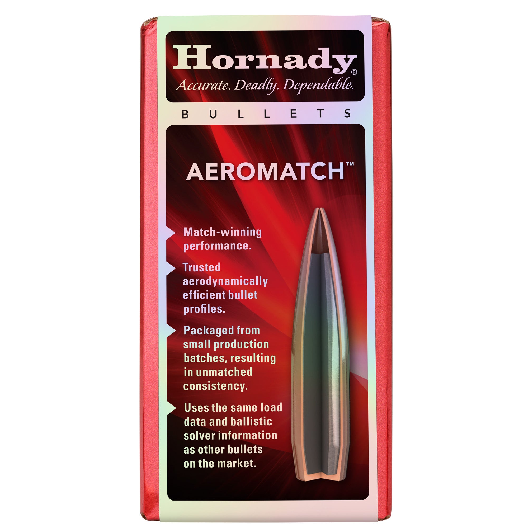 Hornady AeroMatch .224 69-Grain Hollow Point Boat Tail Bullets (100 Count)