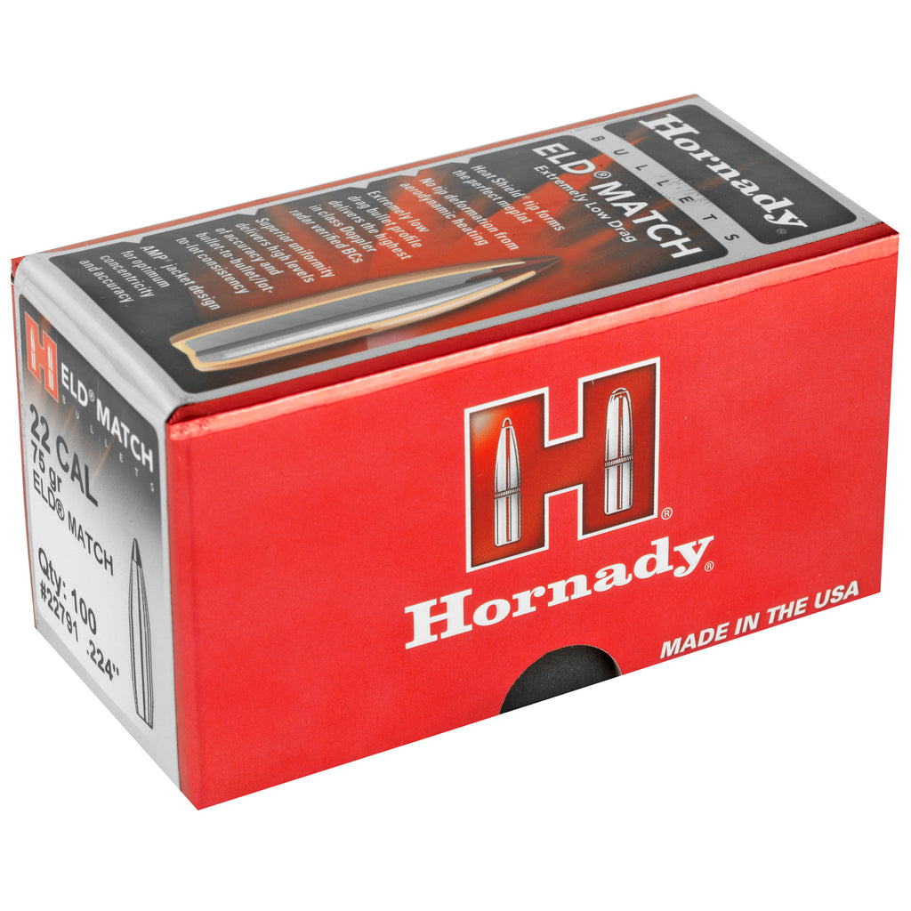Hornady ELD-M 22 Caliber .224 75-Grain Match Bullets (100 Count)