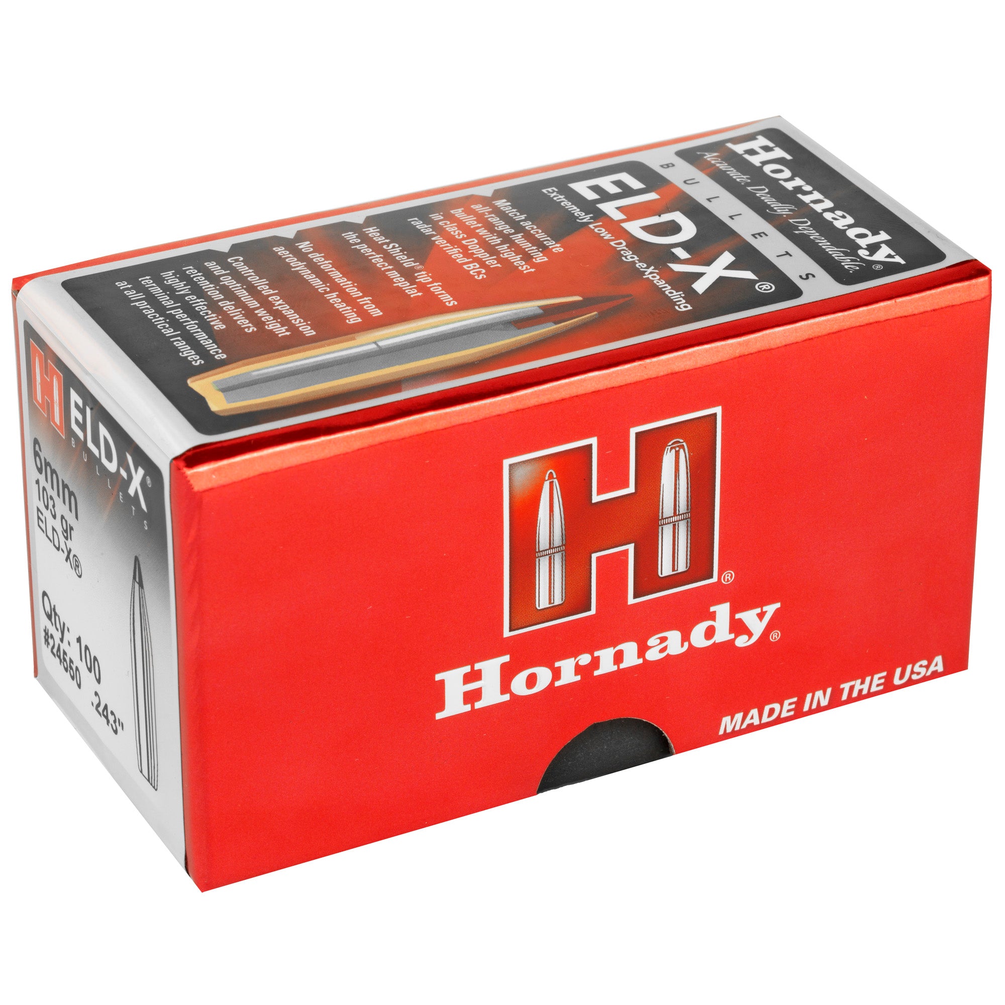 Hornady ELD-X 6mm .243 103 Grain Centerfire Rifle Bullets (100 Count)