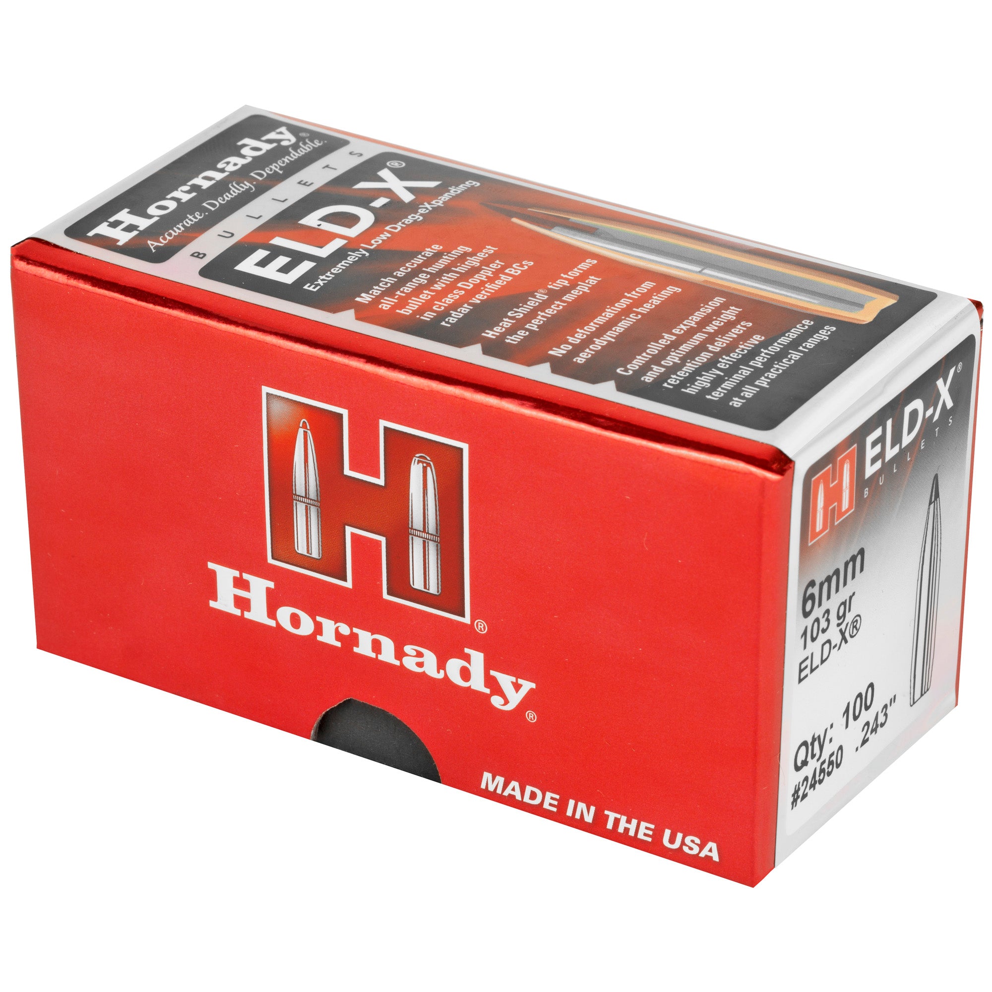 Hornady ELD-X 6mm .243 103 Grain Centerfire Rifle Bullets (100 Count)