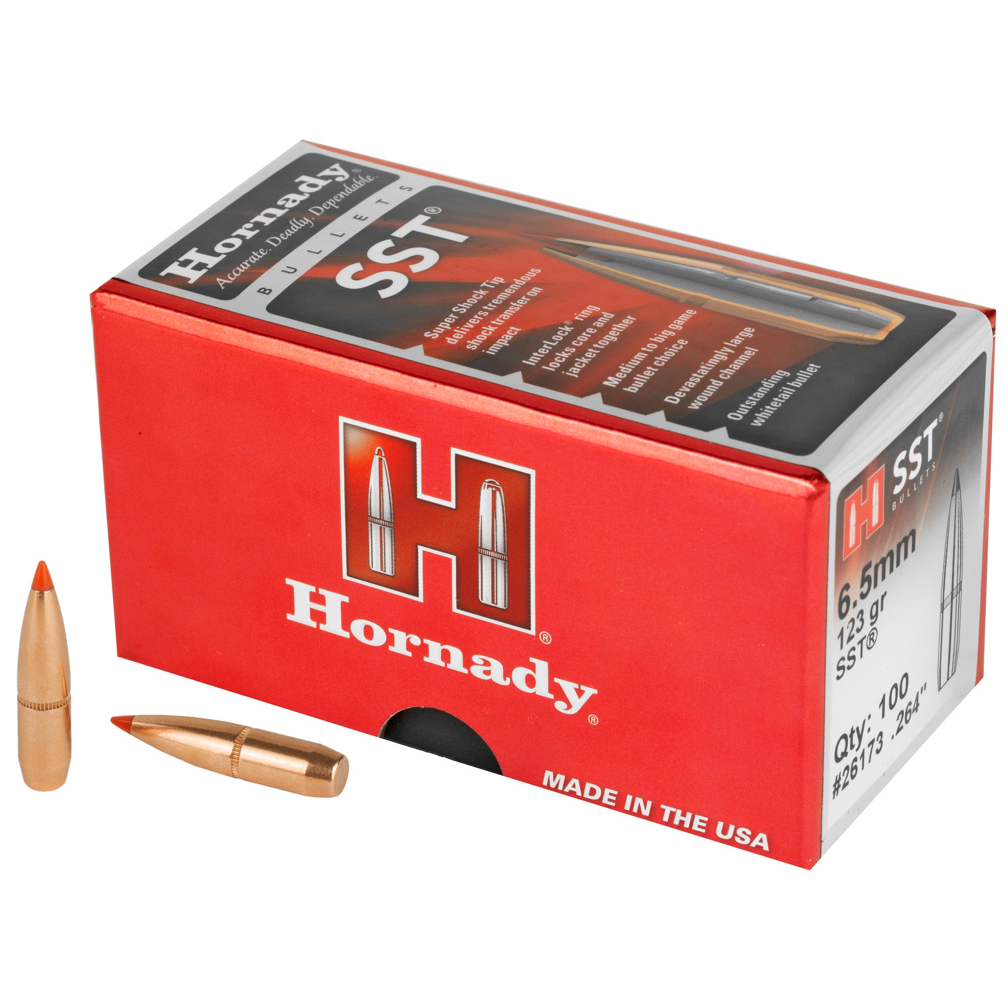 Hornady SST 6.5mm .264 123 Grain Ammunition - 100 Count Box