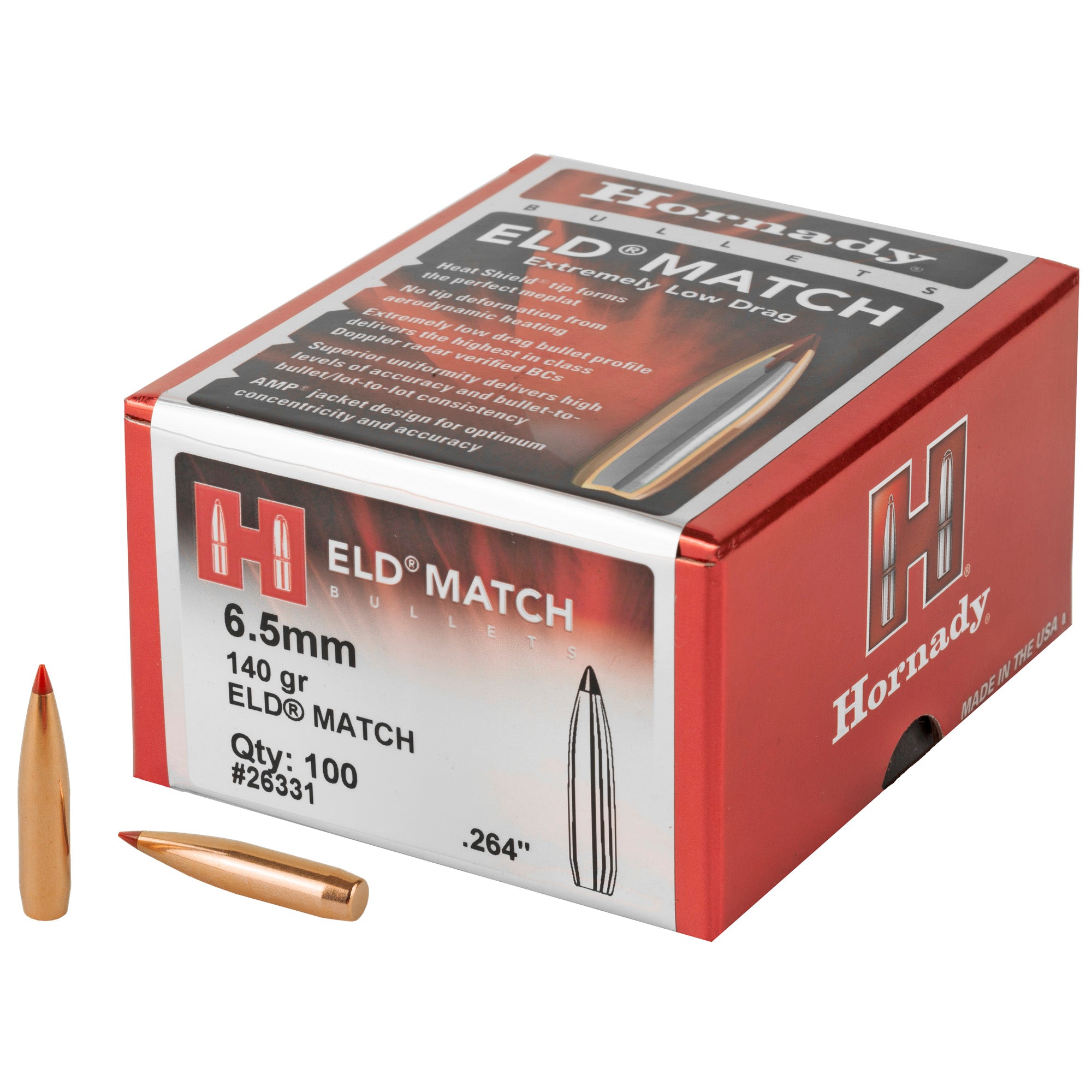 Hornady ELD-M 6.5mm .264 140 Grain Match Ammunition - 100 Rounds