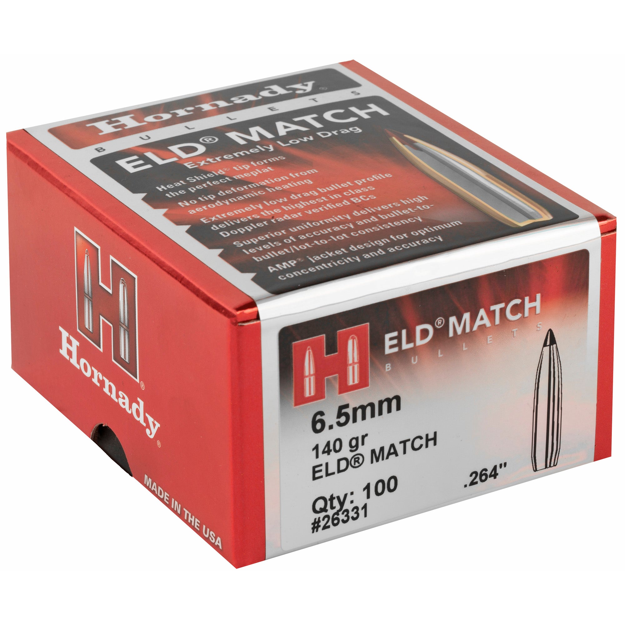 Hornady ELD-M 6.5mm .264 140 Grain Match Ammunition - 100 Rounds