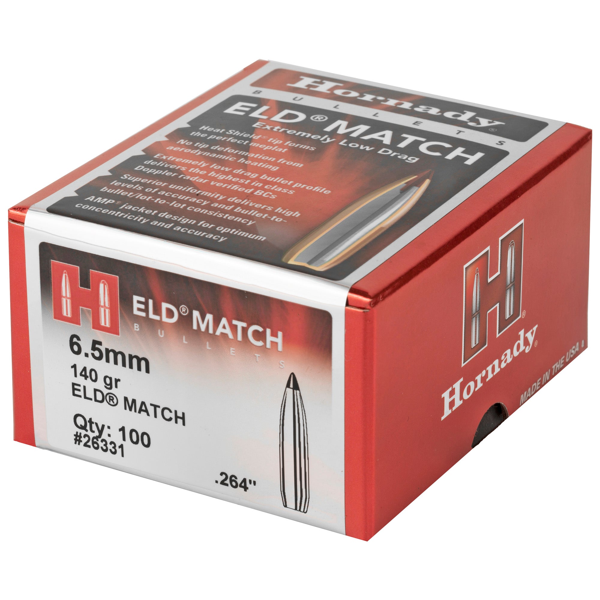 Hornady ELD-M 6.5mm .264 140 Grain Match Ammunition - 100 Rounds