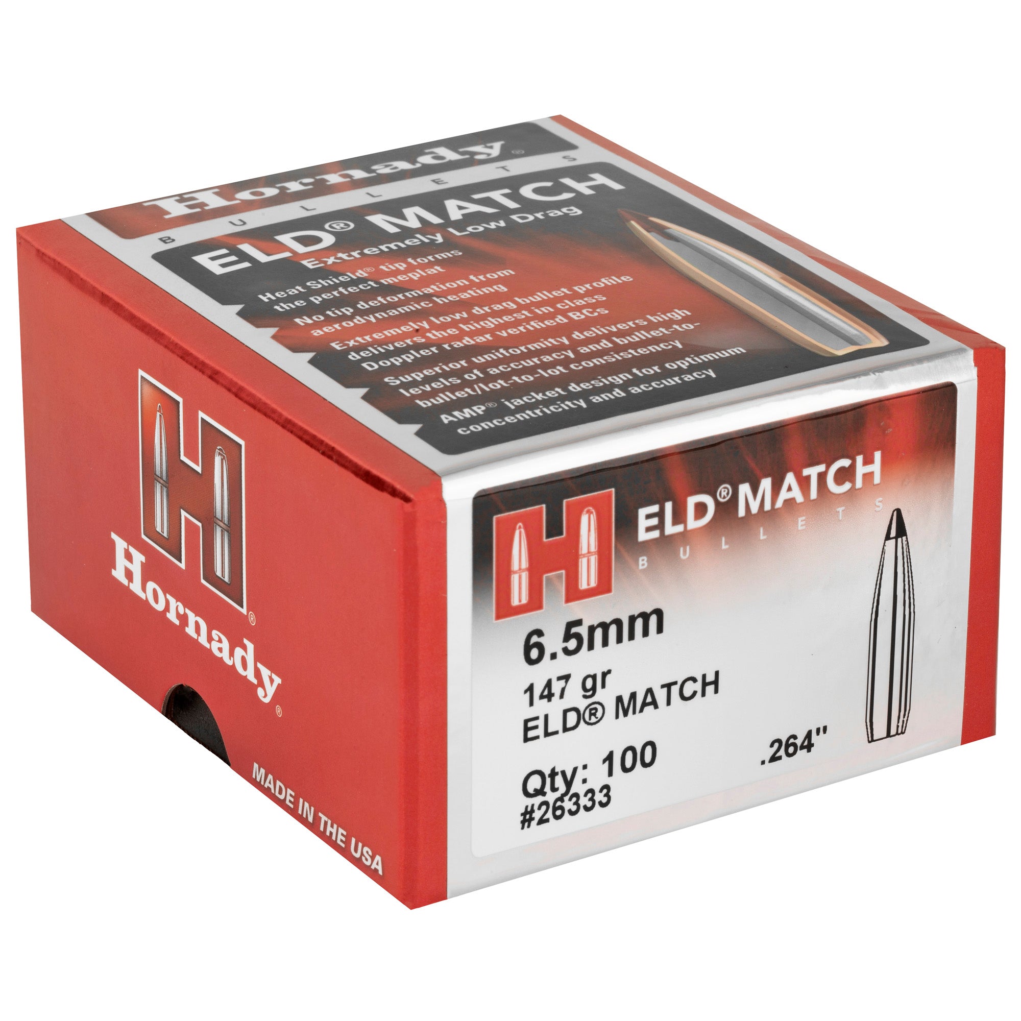 Hornady ELD-M 6.5mm .264 147 Grain Match Bullets - Box of 100