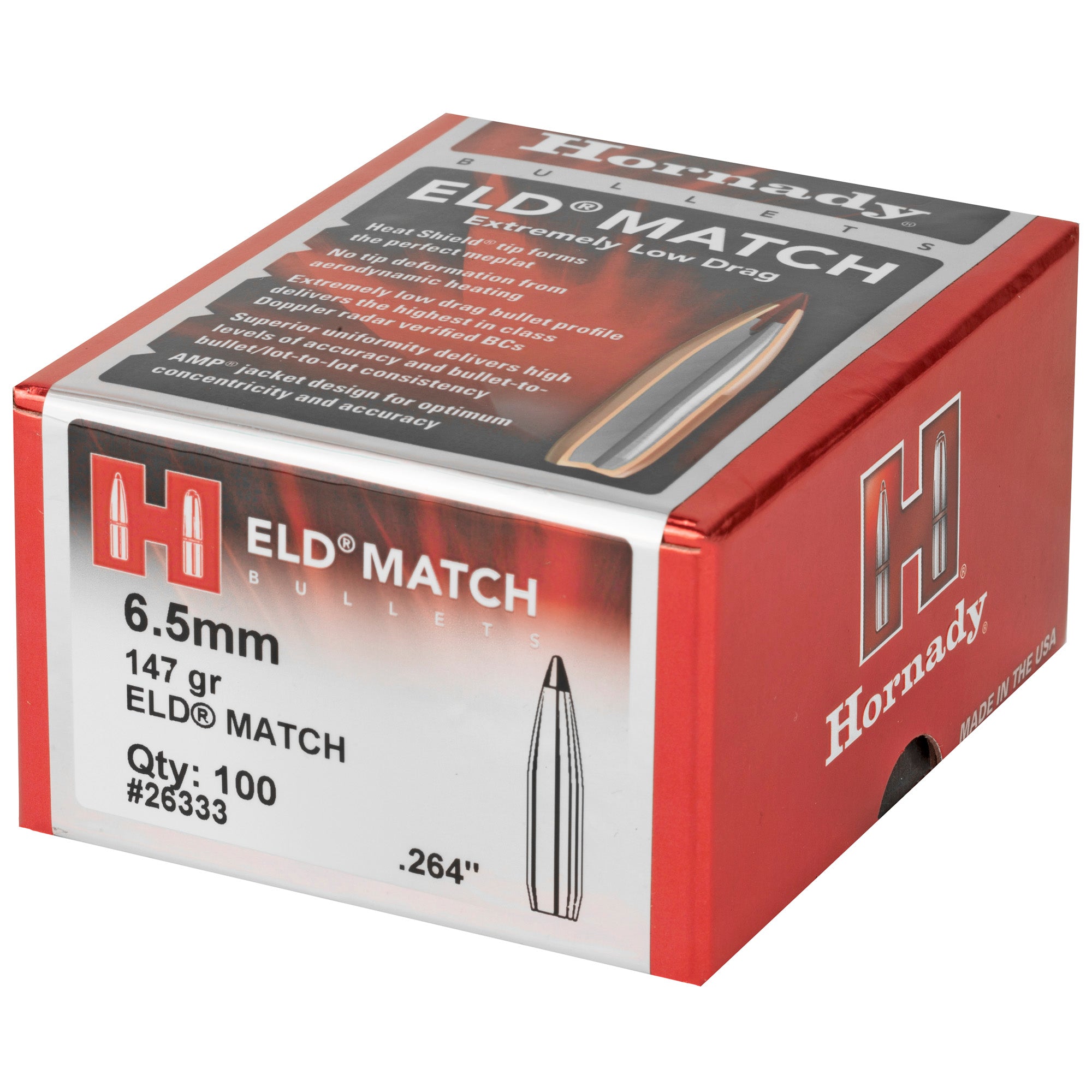Hornady ELD-M 6.5mm .264 147 Grain Match Bullets - Box of 100