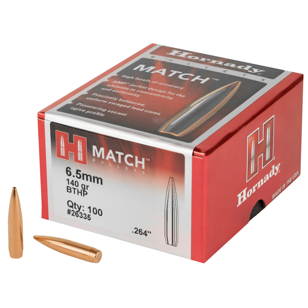Hornady Match 6.5mm .264 140 Grain Reloading Bullets - 100 Count