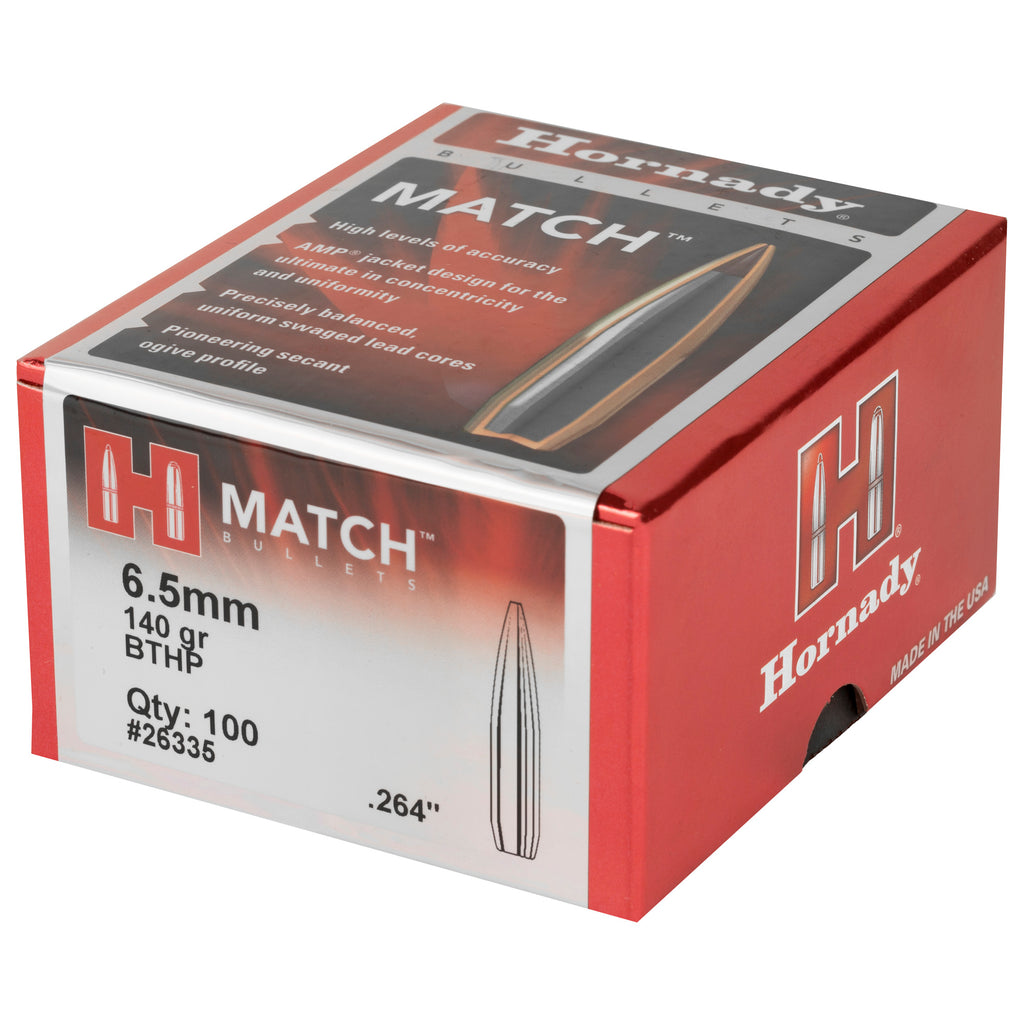 Hornady Match 6.5mm .264 140 Grain Reloading Bullets - 100 Count