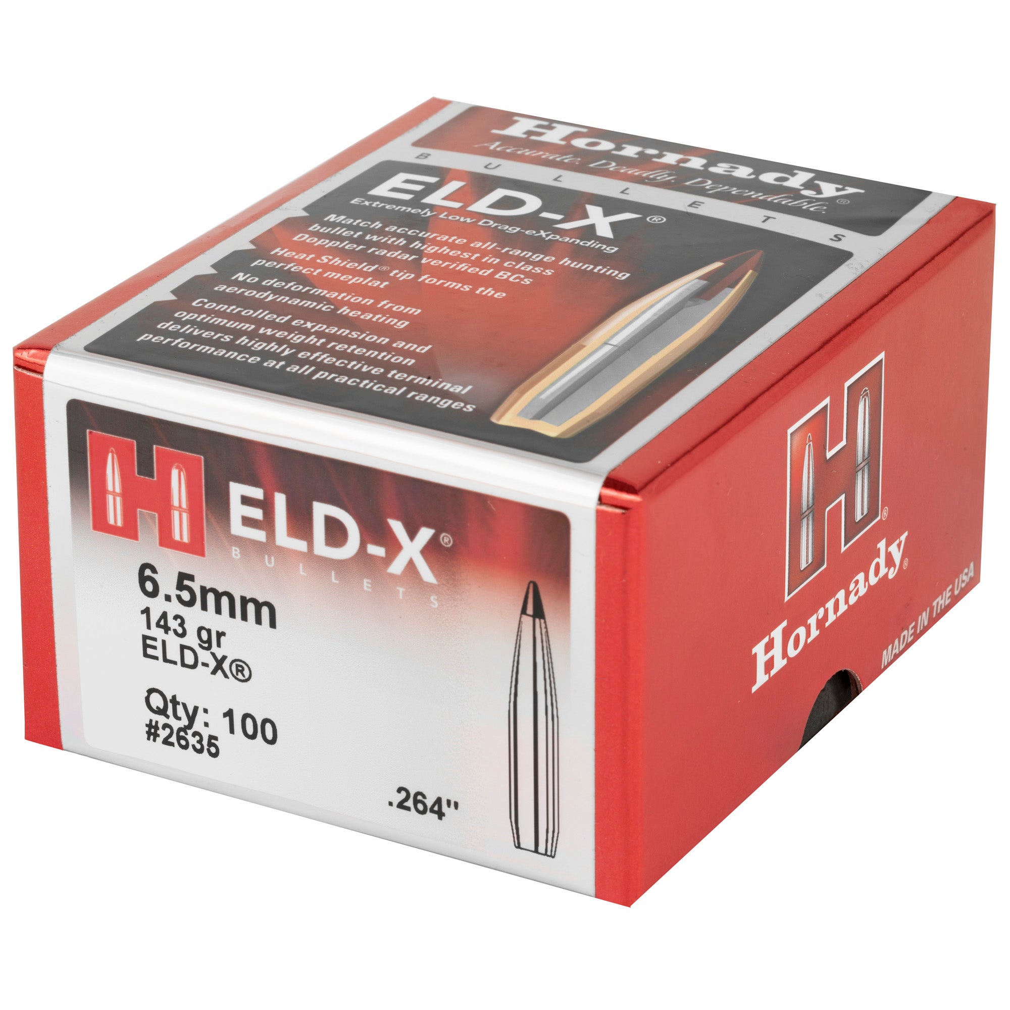 Hornady ELD-X 6.5mm .264 143 Grain High-Performance Hunting Ammo - 100 Rounds