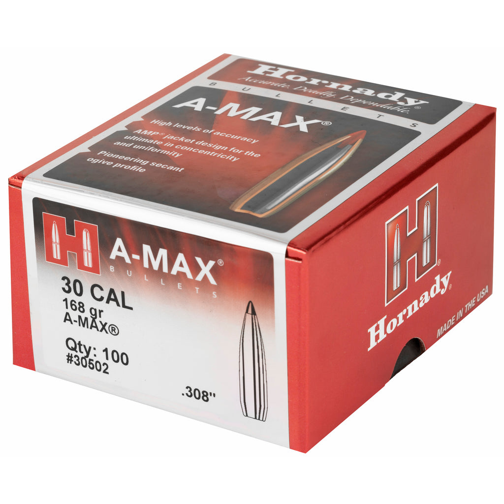 Hornady Match A-Max .30 Caliber 168 Grain Bullets - 100 Count