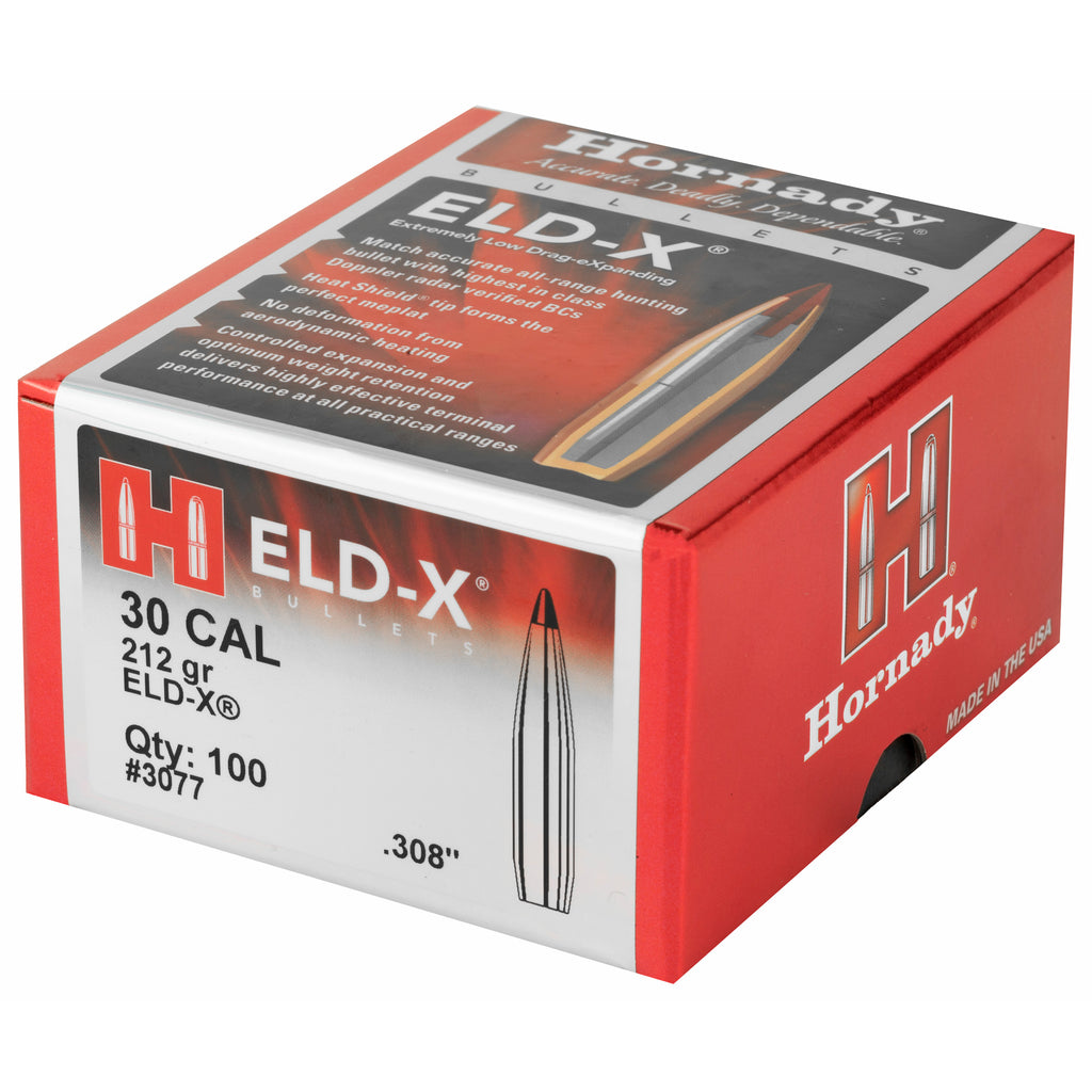 Hornady ELD-X 30 Caliber .308 212 Grain Premium Hunting Bullet - Pack of 100