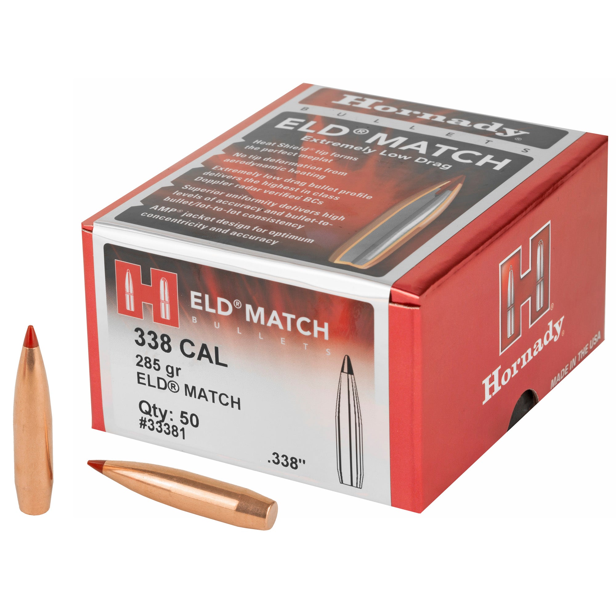 Hornady ELD-M 338 Lapua Match Bullets - 285 Grain, Box of 50