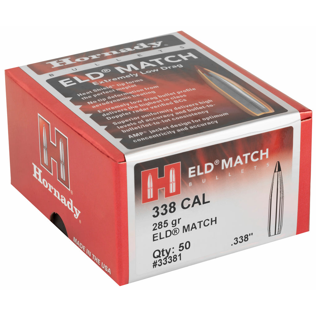 Hornady ELD-M 338 Lapua Match Bullets - 285 Grain, Box of 50