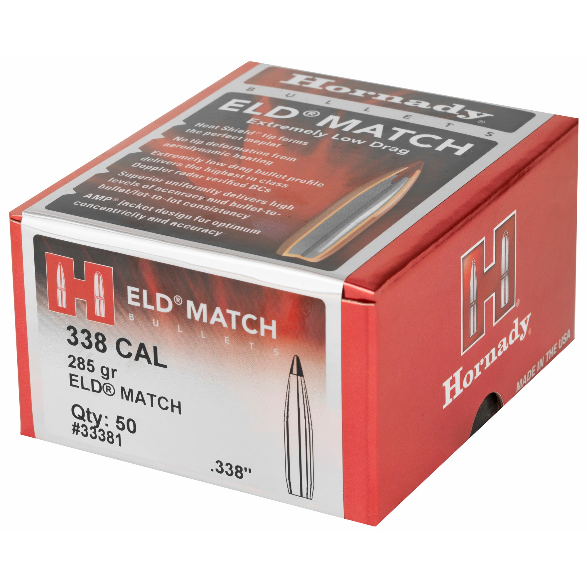 Hornady ELD-M 338 Lapua Match Bullets - 285 Grain, Box of 50