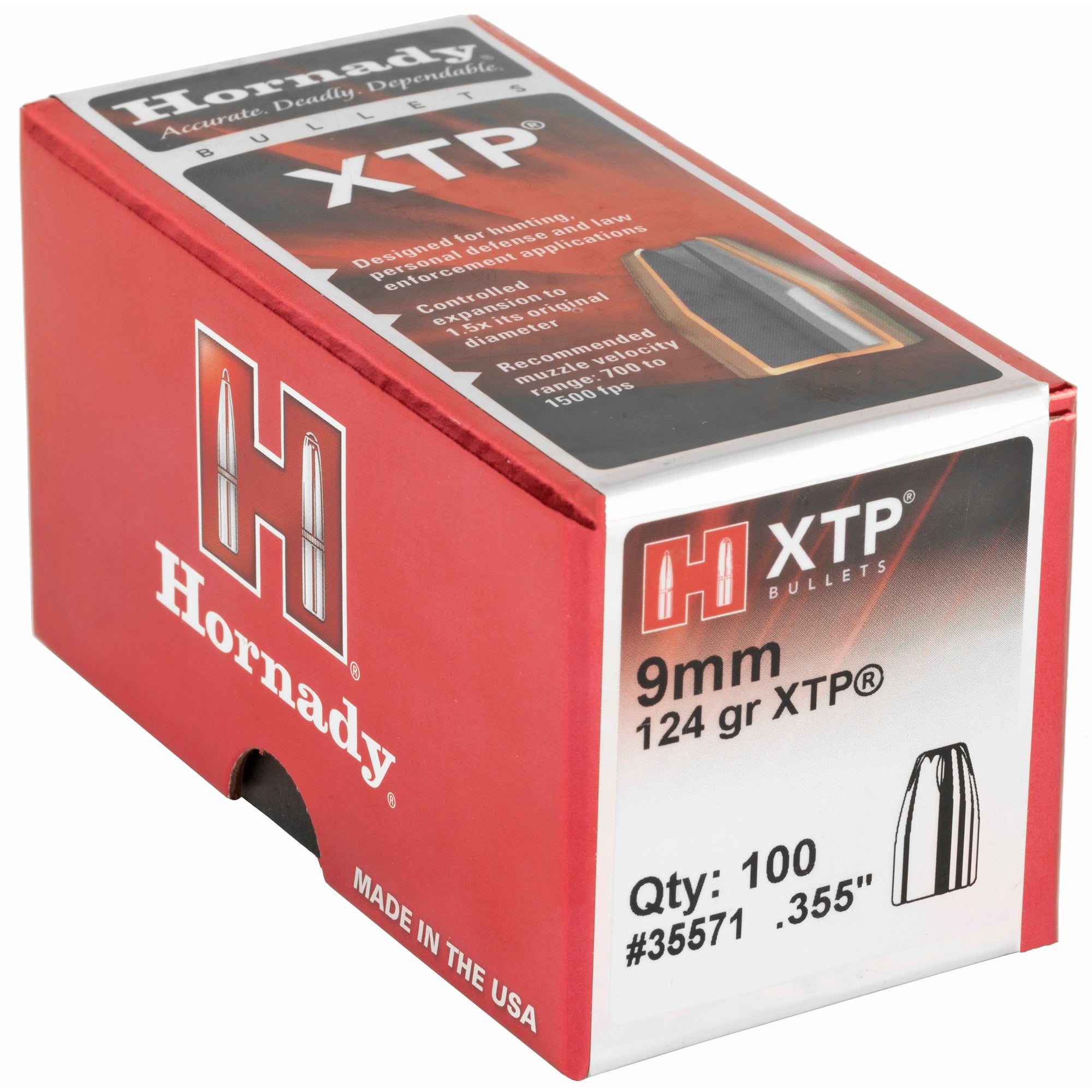 Hornady XTP 9mm .355 124 Grain Handgun Ammunition (100 Rounds)