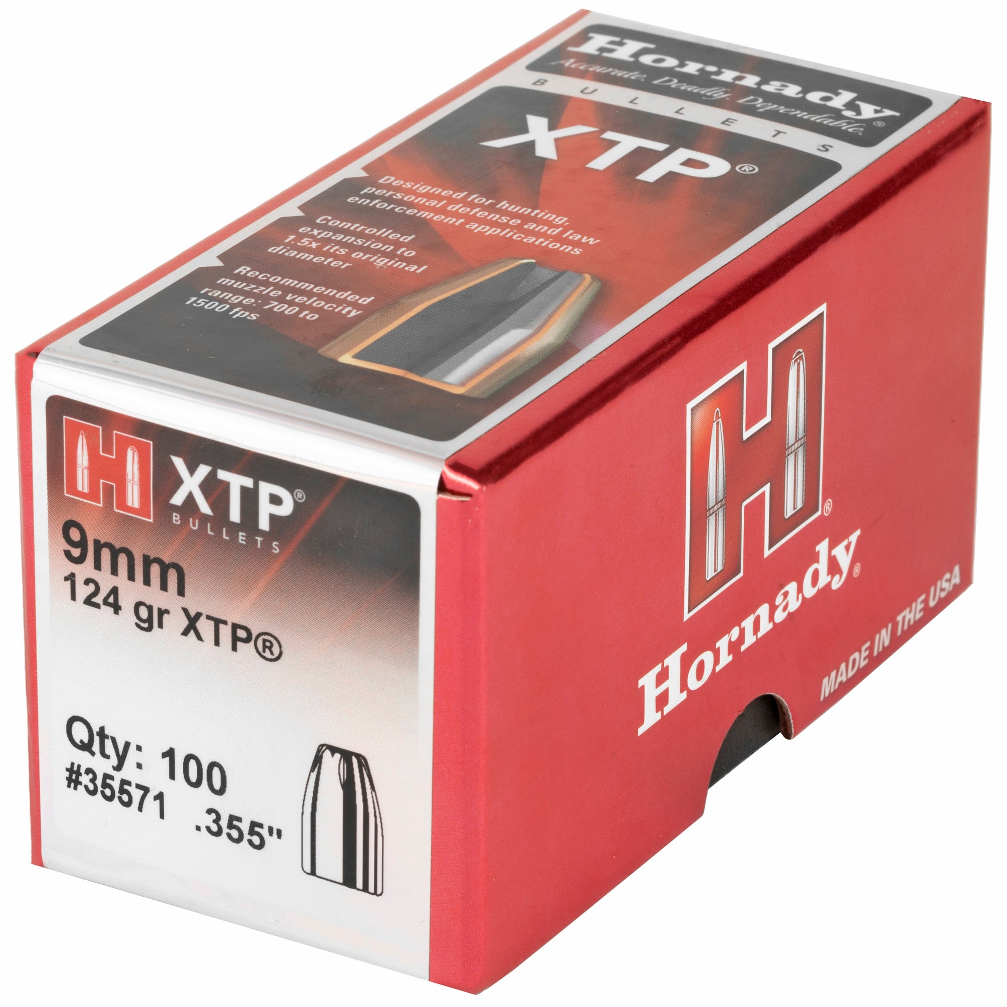 Hornady XTP 9mm .355 124 Grain Handgun Ammunition (100 Rounds)