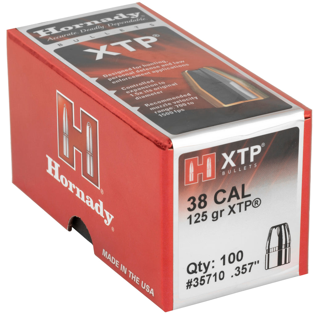 Hornady XTP 38 Caliber .357 Diameter 125 Grain Bullet - 100 Count Box