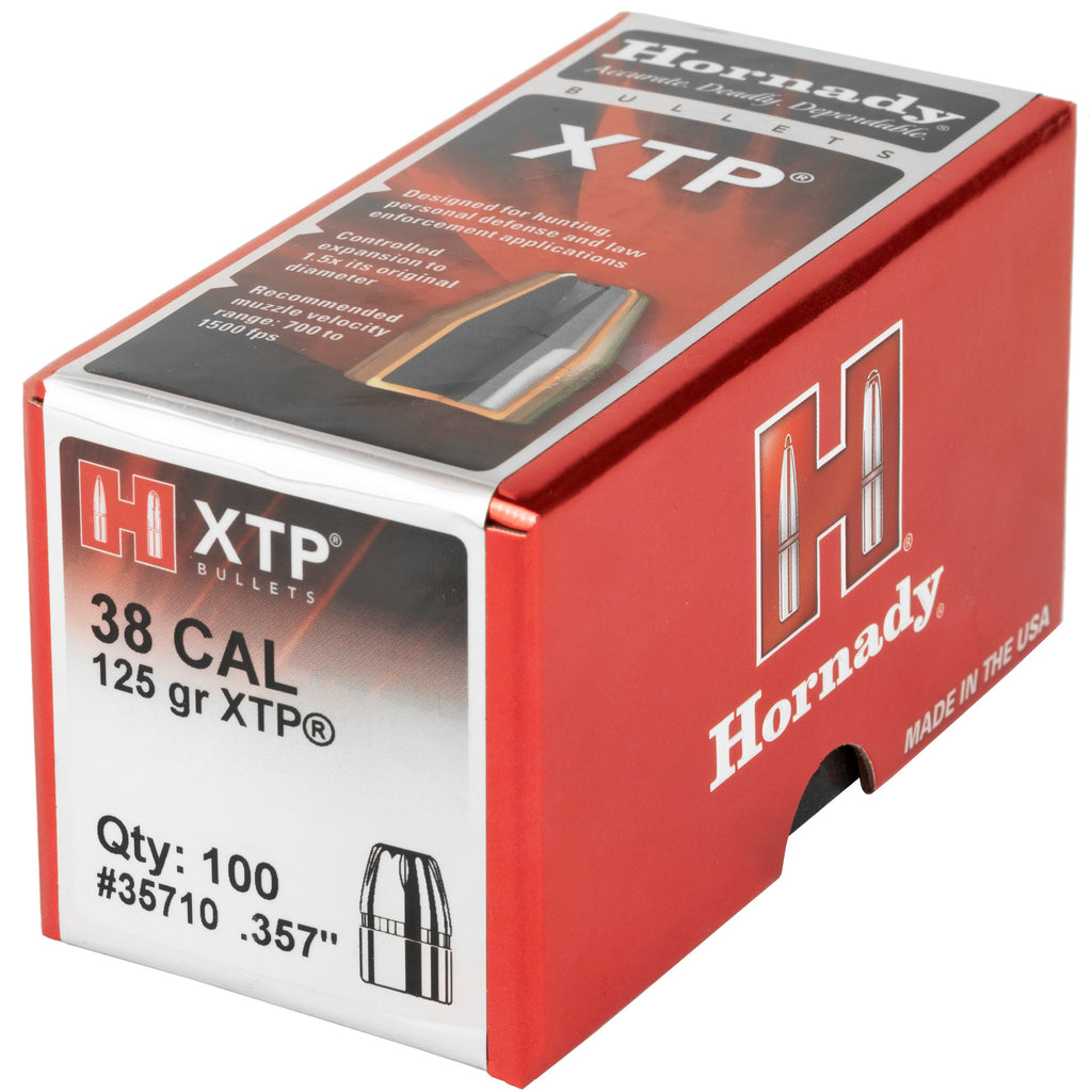 Hornady XTP 38 Caliber .357 Diameter 125 Grain Bullet - 100 Count Box