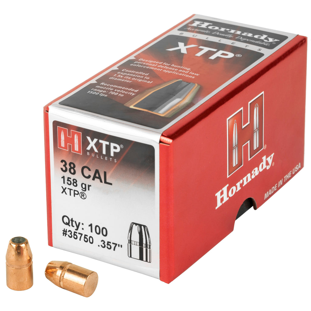 Hornady XTP 38 Caliber .357 Diameter 158 Grain Jacketed Hollow Point Bullets (100 Count)