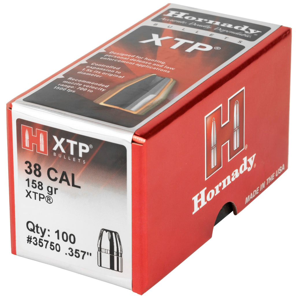 Hornady XTP 38 Caliber .357 Diameter 158 Grain Jacketed Hollow Point Bullets (100 Count)