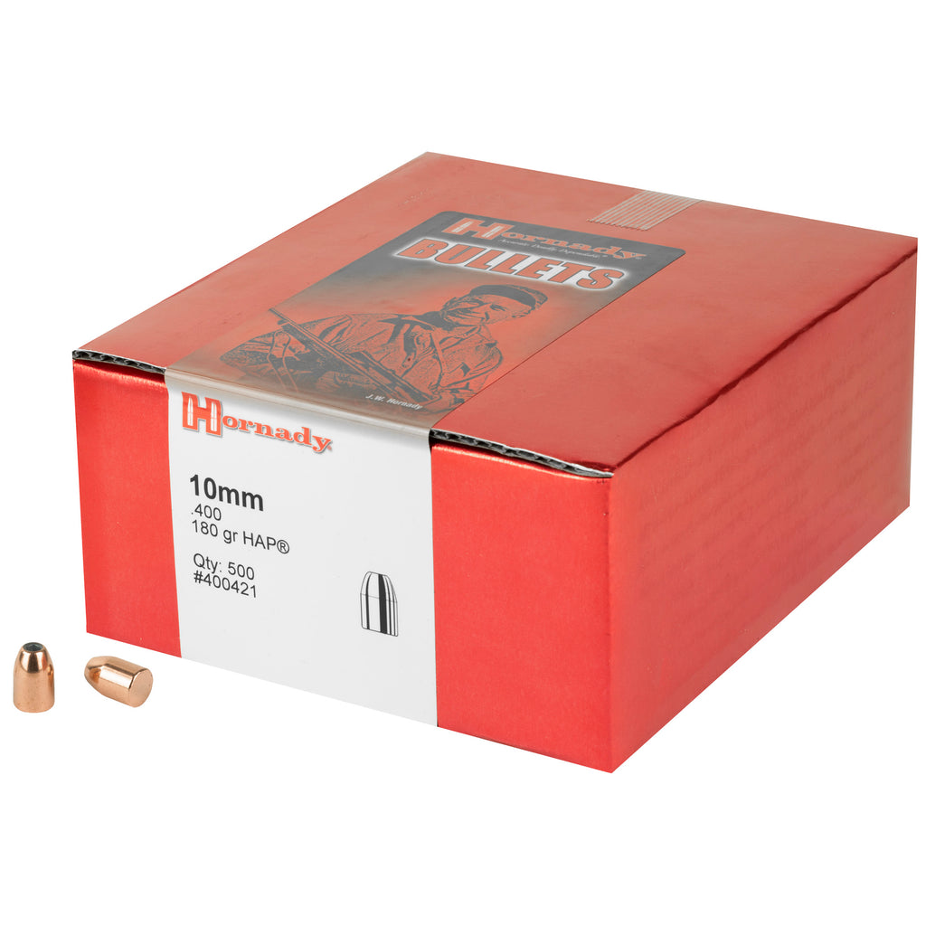 Hornady HAP 10mm .400 Diameter 180 Grain Lead and Copper Ammo - 500 Rounds