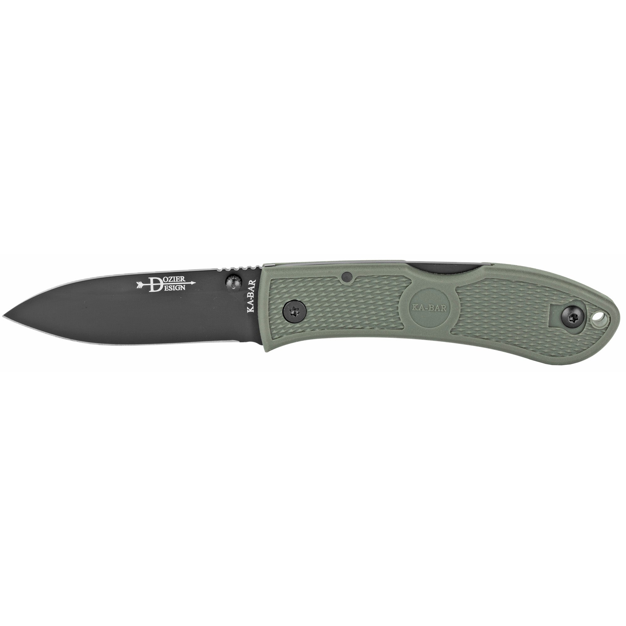 KA-BAR Knives Dozier Folding Hunter Knife, 3-Inch Plain Edge, Foliage Green Handle
