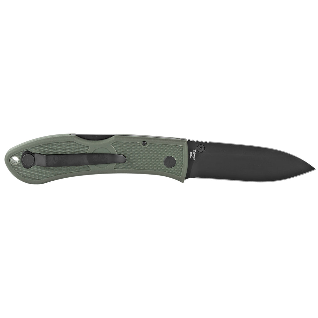 KA-BAR Knives Dozier Folding Hunter Knife, 3-Inch Plain Edge, Foliage Green Handle
