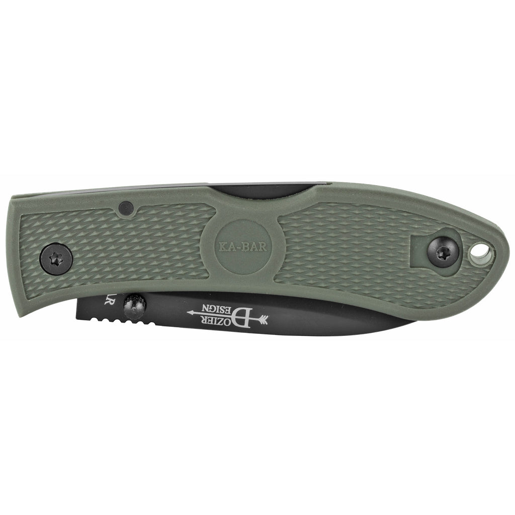 KA-BAR Knives Dozier Folding Hunter Knife, 3-Inch Plain Edge, Foliage Green Handle