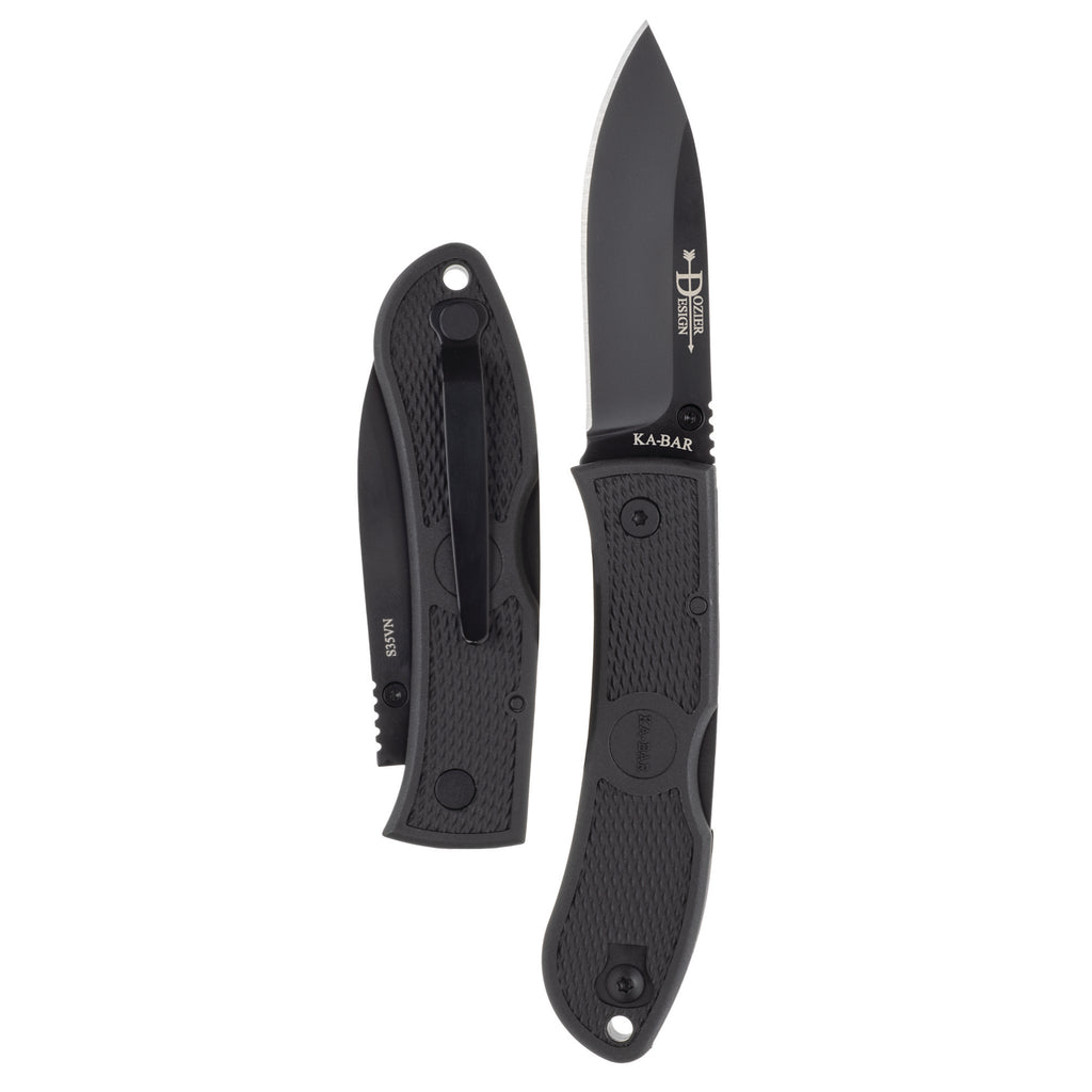 KA-BAR Knives Dozier Folding Hunter 3-Inch S35VN Steel Folding Knife, Black Handle