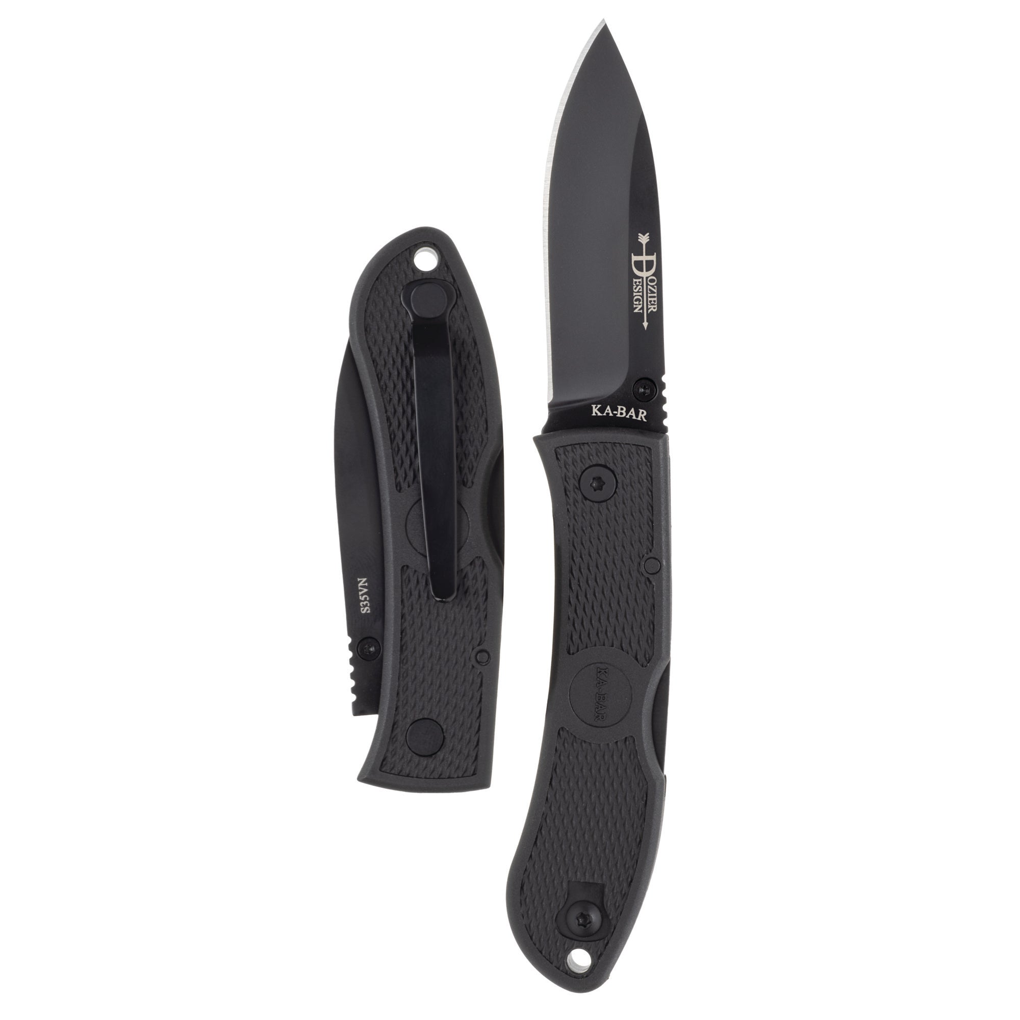 KA-BAR Knives Dozier Folding Hunter 3-Inch S35VN Steel Folding Knife, Black Handle