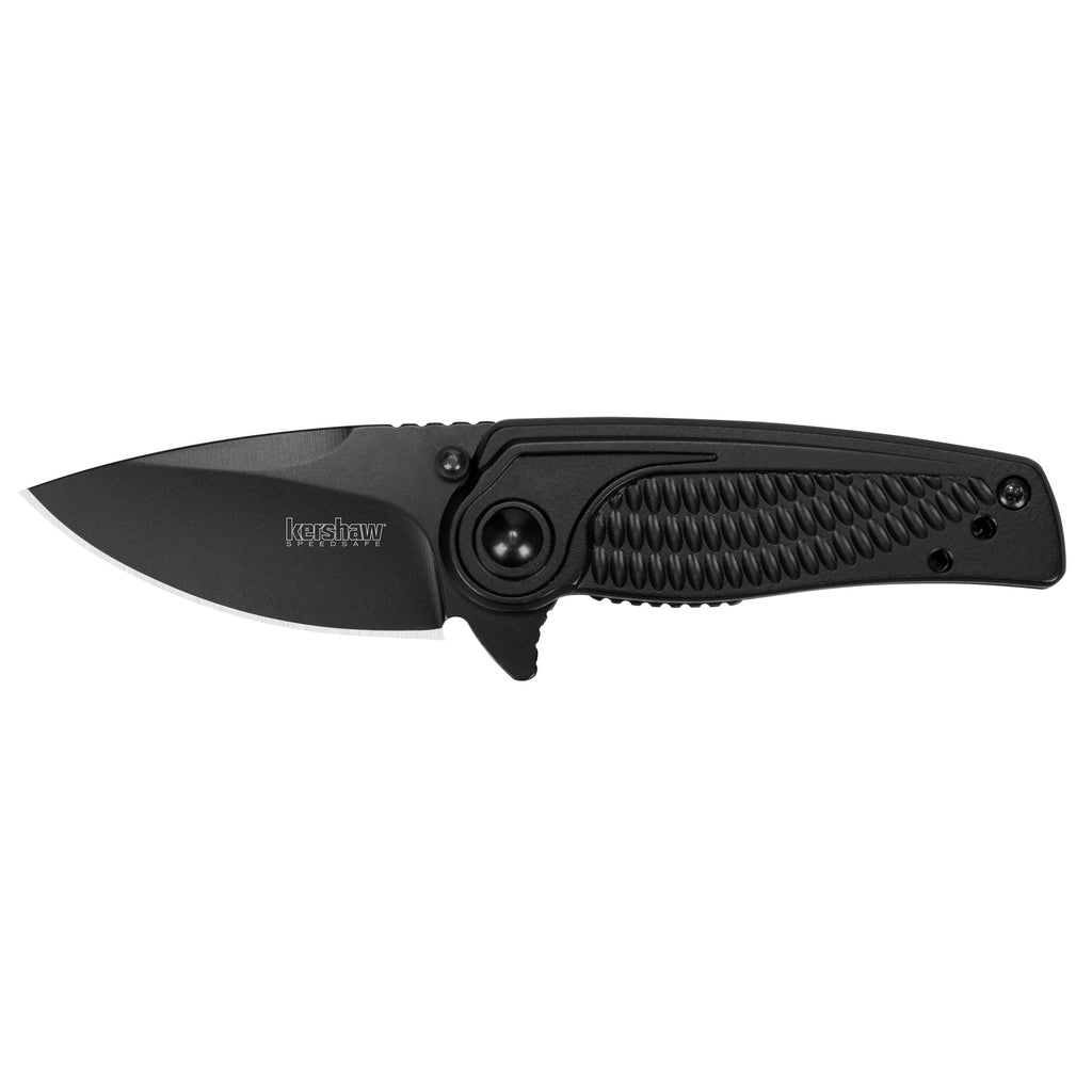 Kershaw Spoke 2-Inch Plain Edge Folding Knife with Assisted Opening and Black Finish