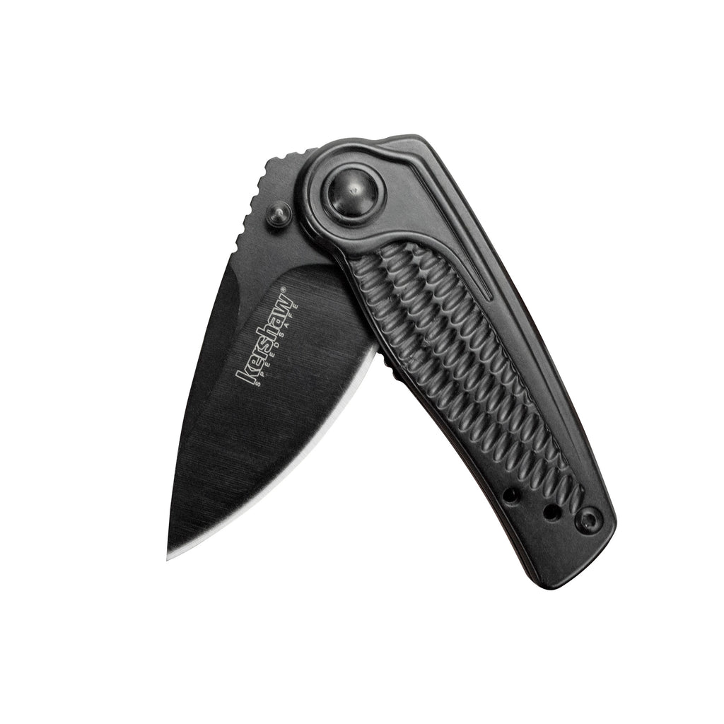 Kershaw Spoke 2-Inch Plain Edge Folding Knife with Assisted Opening and Black Finish